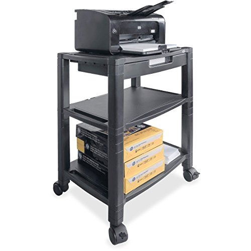 3-Tier Printer Stand with Storage Shelf - Black Metal Computer Desk Organizer for Home Office, Gaming Setup, and Workspace Organization
