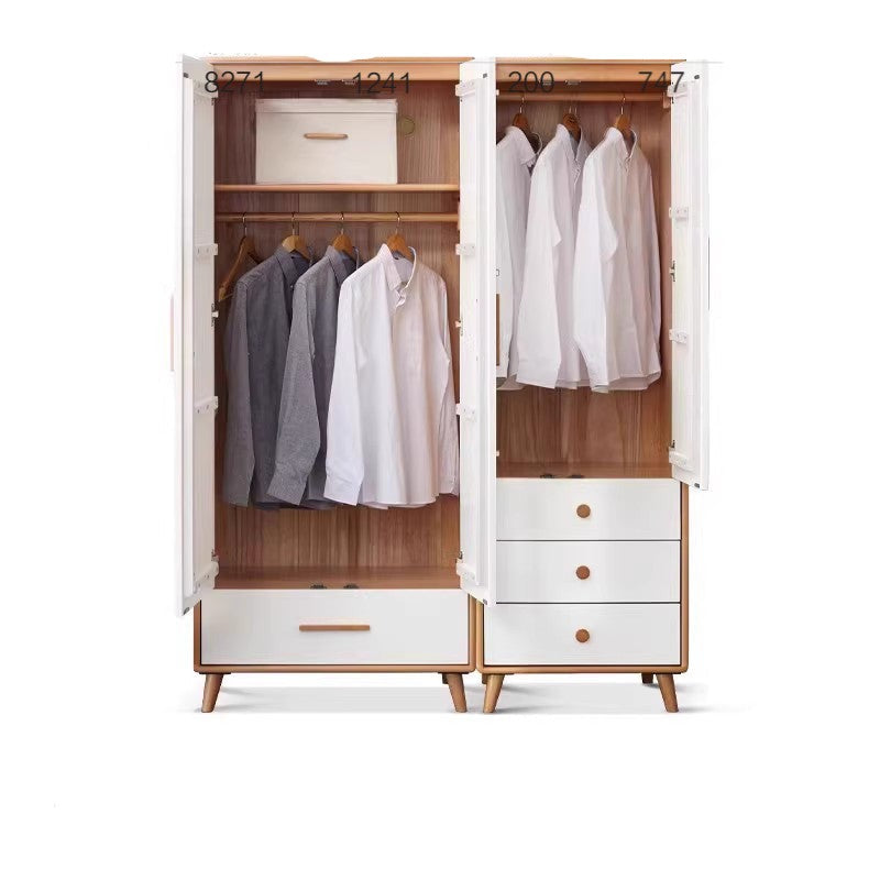 Solid Beech Wood Wardrobe Set - Modern Closet Organizer for Bedroom, Living Room & Office Storage