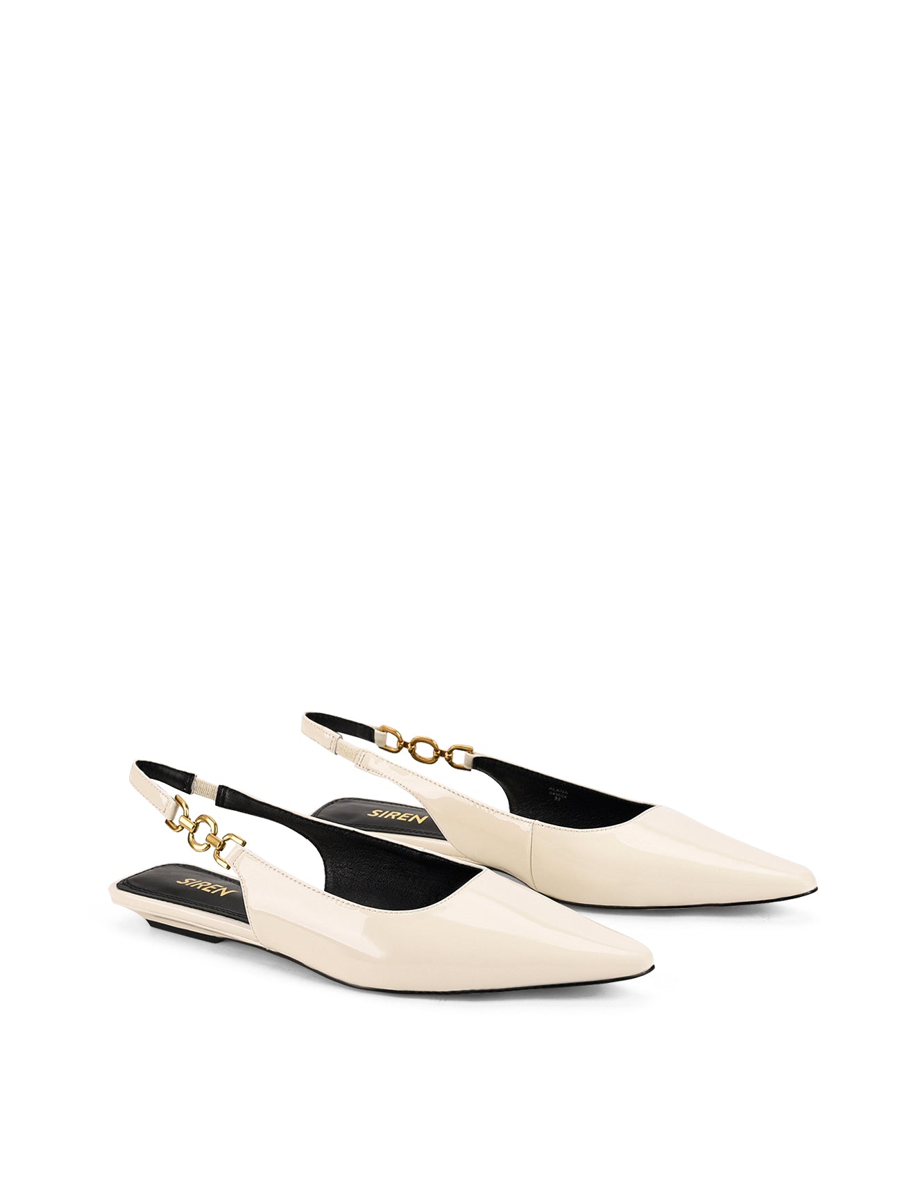 Alana Slingback Flats - Women's Comfortable Patent Leather Ballet Shoes in Chalk White | Perfect for Work, Weddings & Casual Outfits