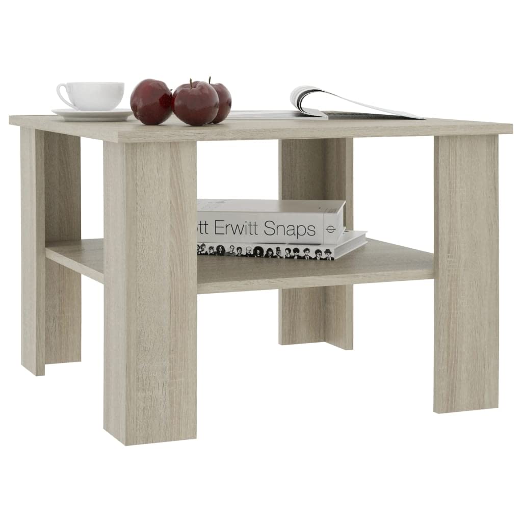 Modern Simple Living Room Side Table with Storage Shelf - Sonoma Oak Coffee Table 23.6