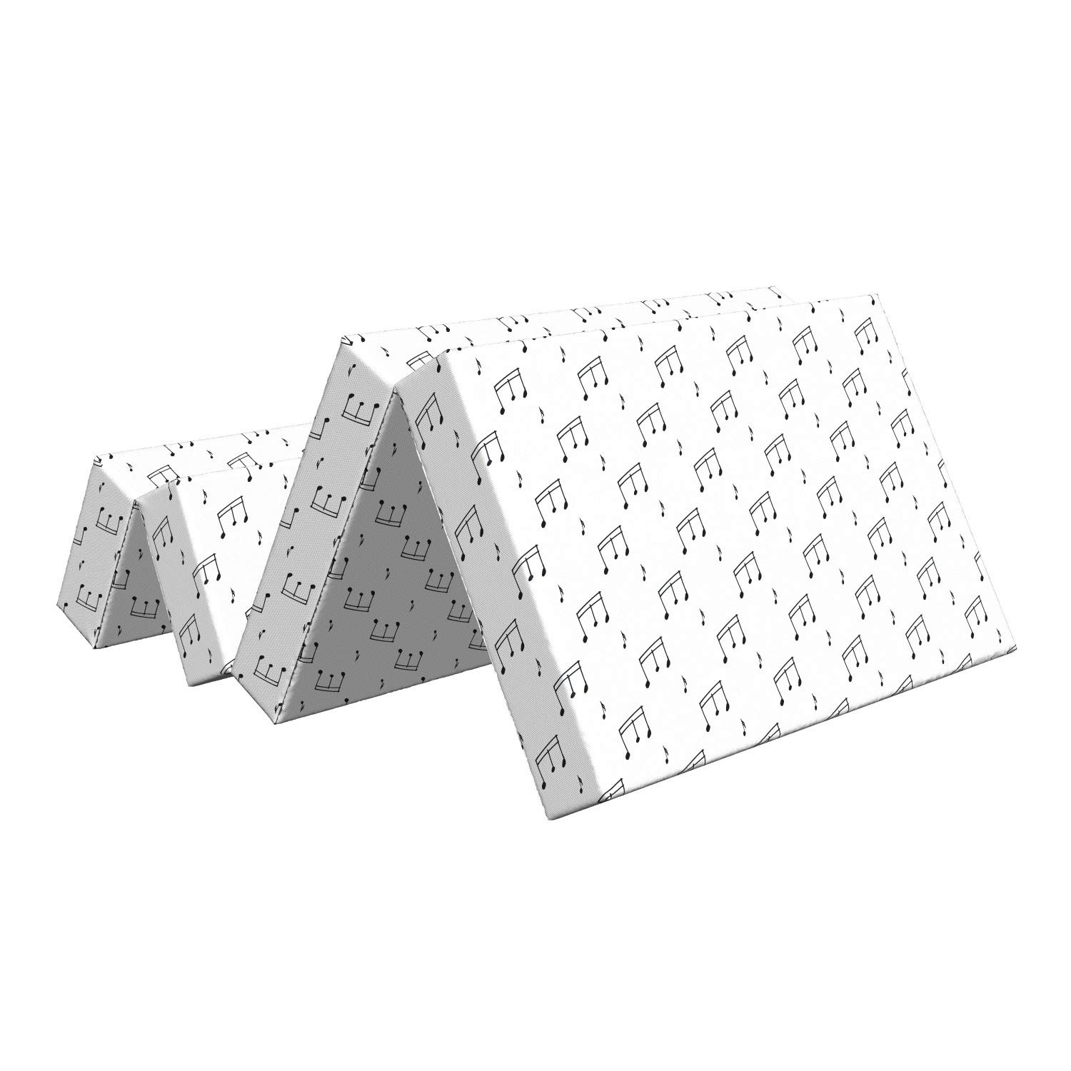 Ambesonne Black and White Musical Notes Foldable Mattress - 74.8