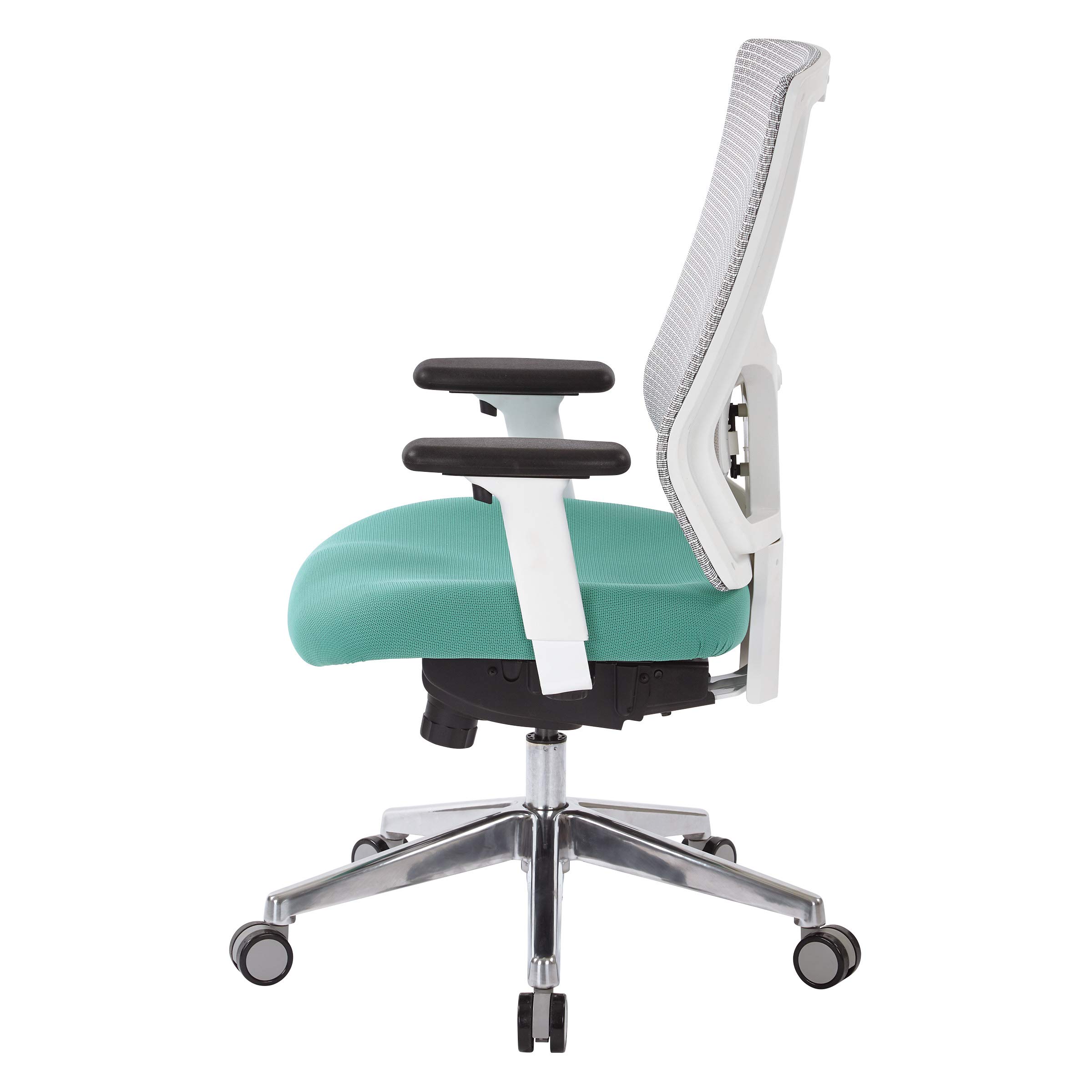 Office Star ProGrid High-Back Ergonomic Office Chair - Adjustable Mesh Back with Lumbar Support & Padded Seat, Jade Fabric - Perfect for Home Office, Executive Desk & Computer Workstations