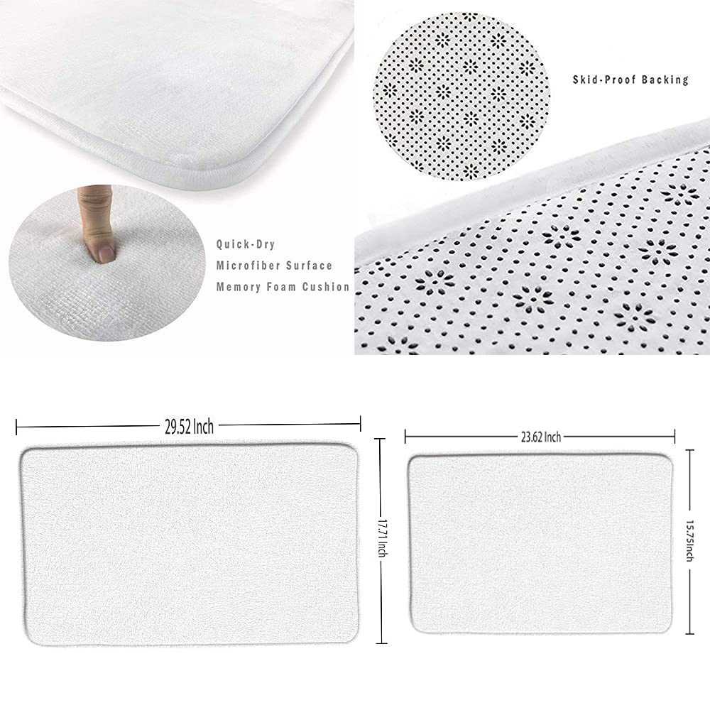 Zen Stone Non-Slip Bath Mat - Flannel Suede Water Absorbent Bathroom Rug with White/Yellow Floral Garden Spa Design (17.71
