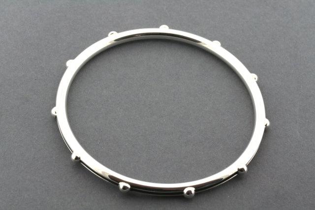 Oxidized Sterling Silver Beaded Bangle Bracelet - Elegant Handmade Jewelry for Women, Perfect for Parties & Special Occasions