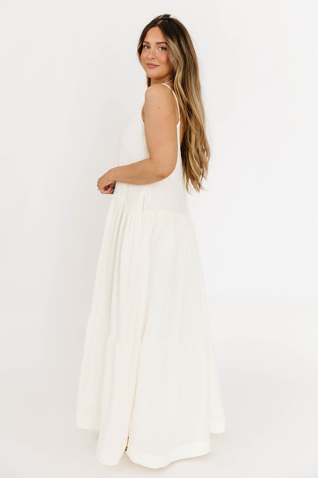 Solenne Women's Elegant Cream Maxi Dress - Perfect for Summer Weddings, Beach Vacations & Casual Outings