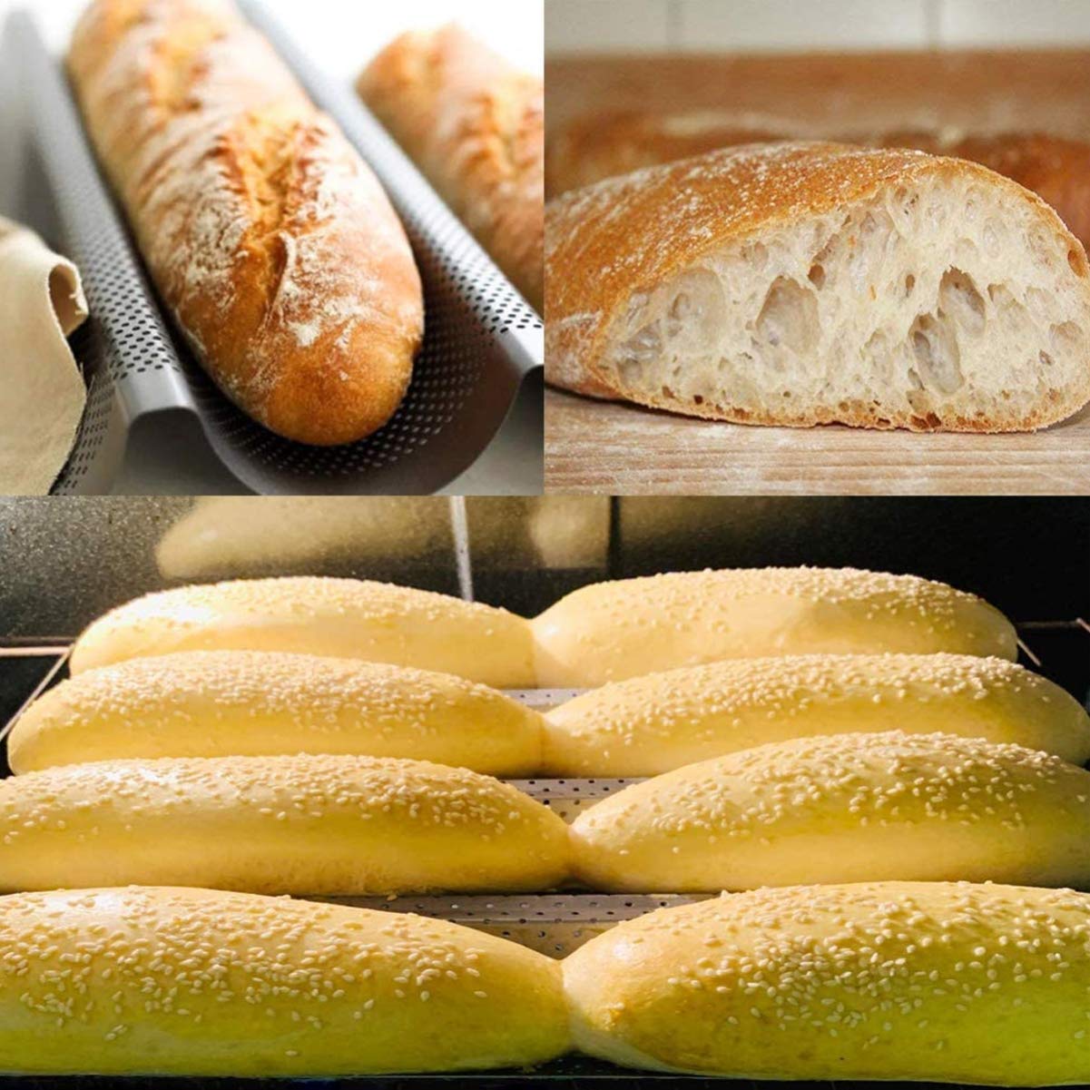 Nonstick Perforated French Baguette Pan - 2 Loaf Italian Bread Baking Tray for Homemade Artisan Bread | Perfect for French Bread, Baguettes & Rustic Loaves | Ideal for Home Bakers & Professional Kitchens