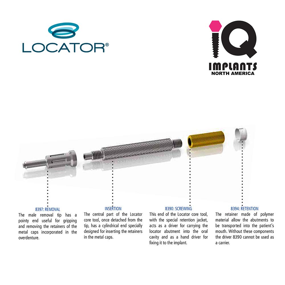 Genuine Locator Core Tool for Insertion & Removal of Male Caps - Dental Implant Accessory for Dentures & Prosthetics Maintenance
