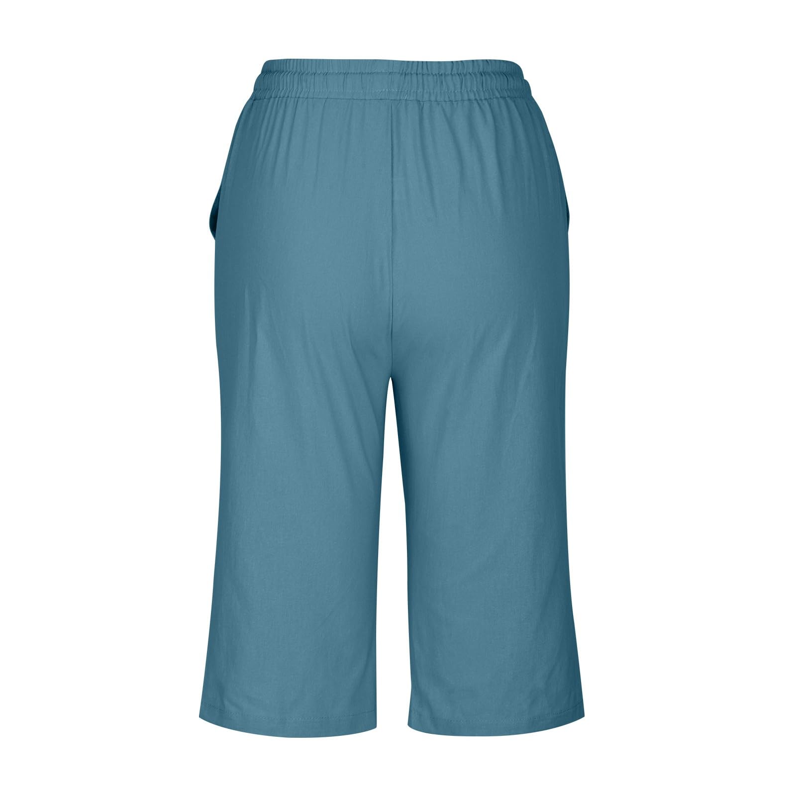Women's Linen Bermuda Shorts - High Waisted Summer Shorts with Pockets for Beach & Lounge