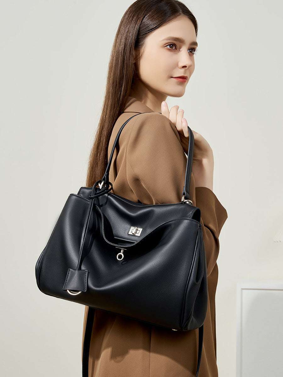 Premium Genuine Leather Large Shoulder Bag for Women - Stylish & Spacious Crossbody Tote - Perfect for Work, Travel & Everyday Use