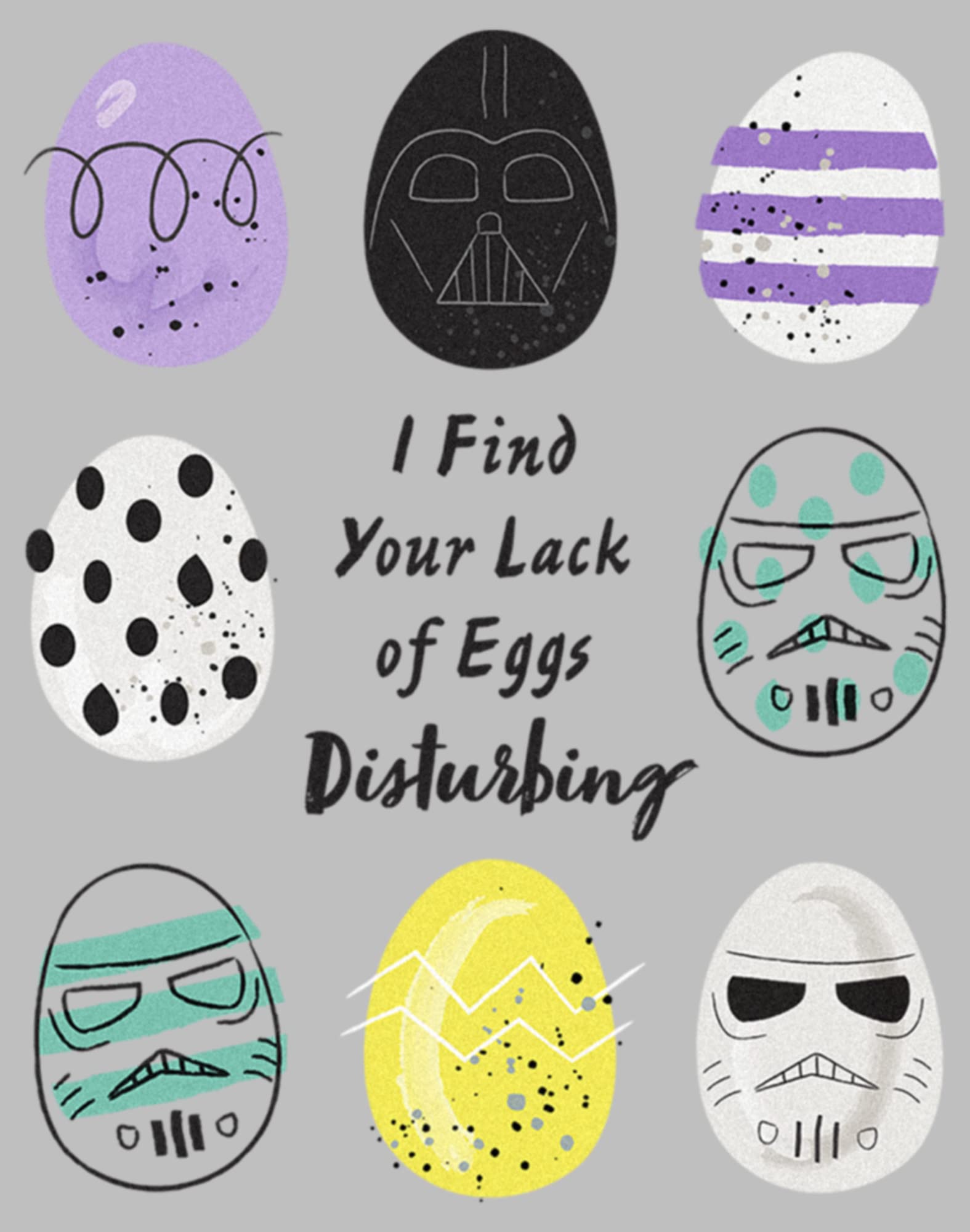 Women's Star Wars Easter Darth Vader 'I Find Your Lack of Eggs Disturbing' Graphic T-Shirt - Funny Sci-Fi Pop Culture Tee for Cosplay, Gift Giving & Holiday Parties