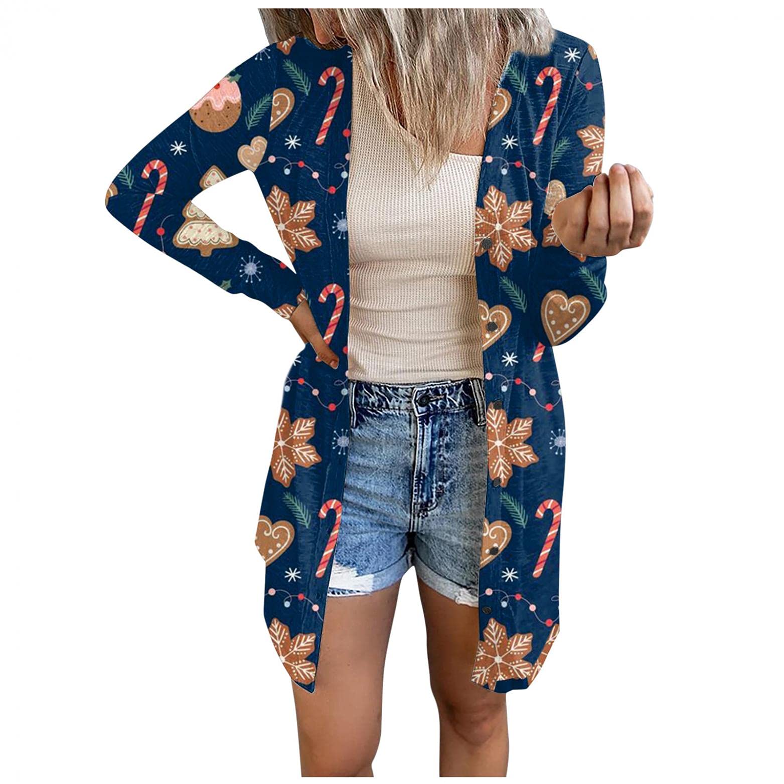 Women's Lightweight Long Sleeve Open Front Cardigan Sweater with Pockets - Casual Fall Tops for Layering, Office Wear & Cozy Home Outfits