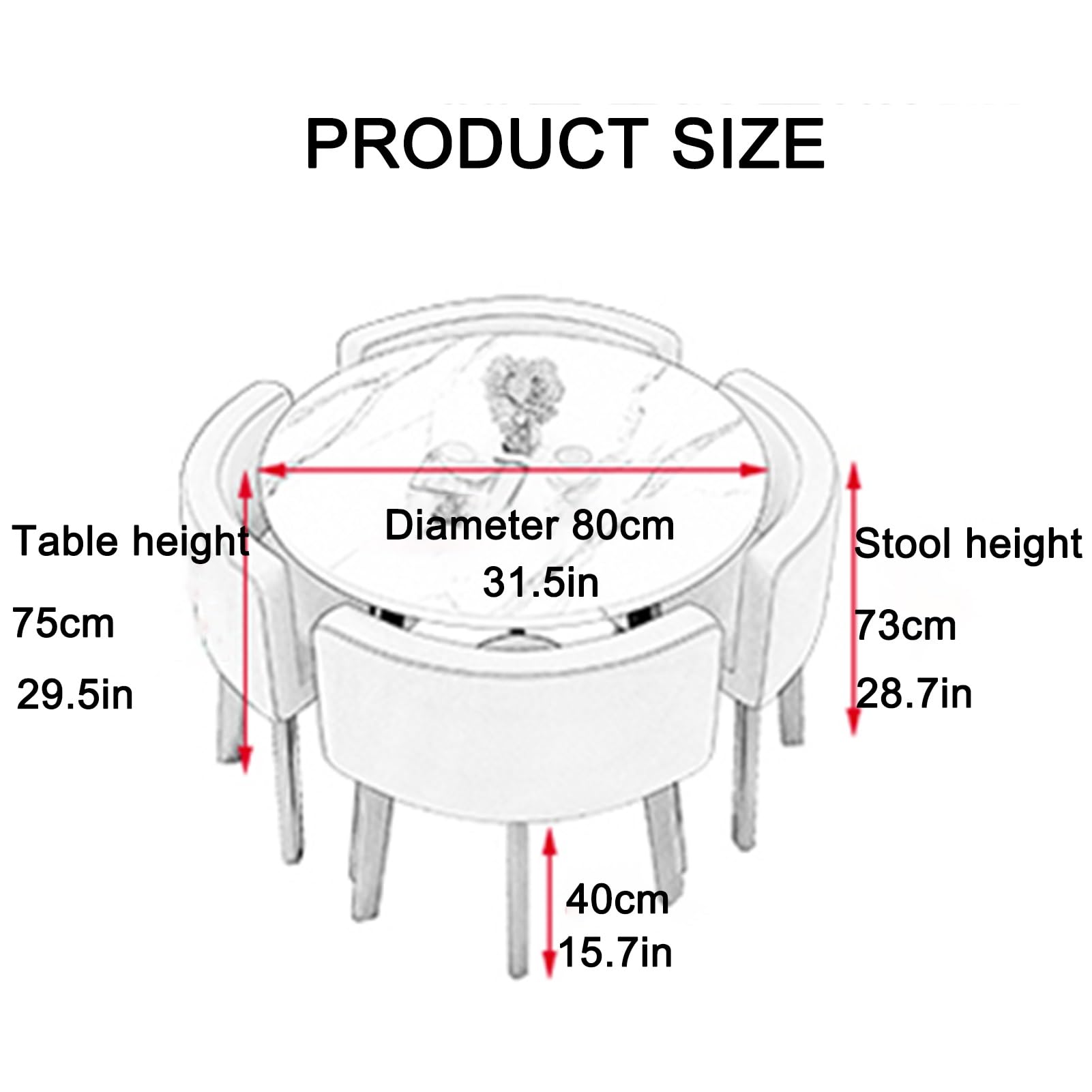 HARELA Modern Round Dining Table and Chair Set for Office Reception, Cafe, Balcony, Living Room - Small Conference Table for Meetings, Shops, and Sales Offices (Black) - Perfect for Home, Office, and Commercial Spaces