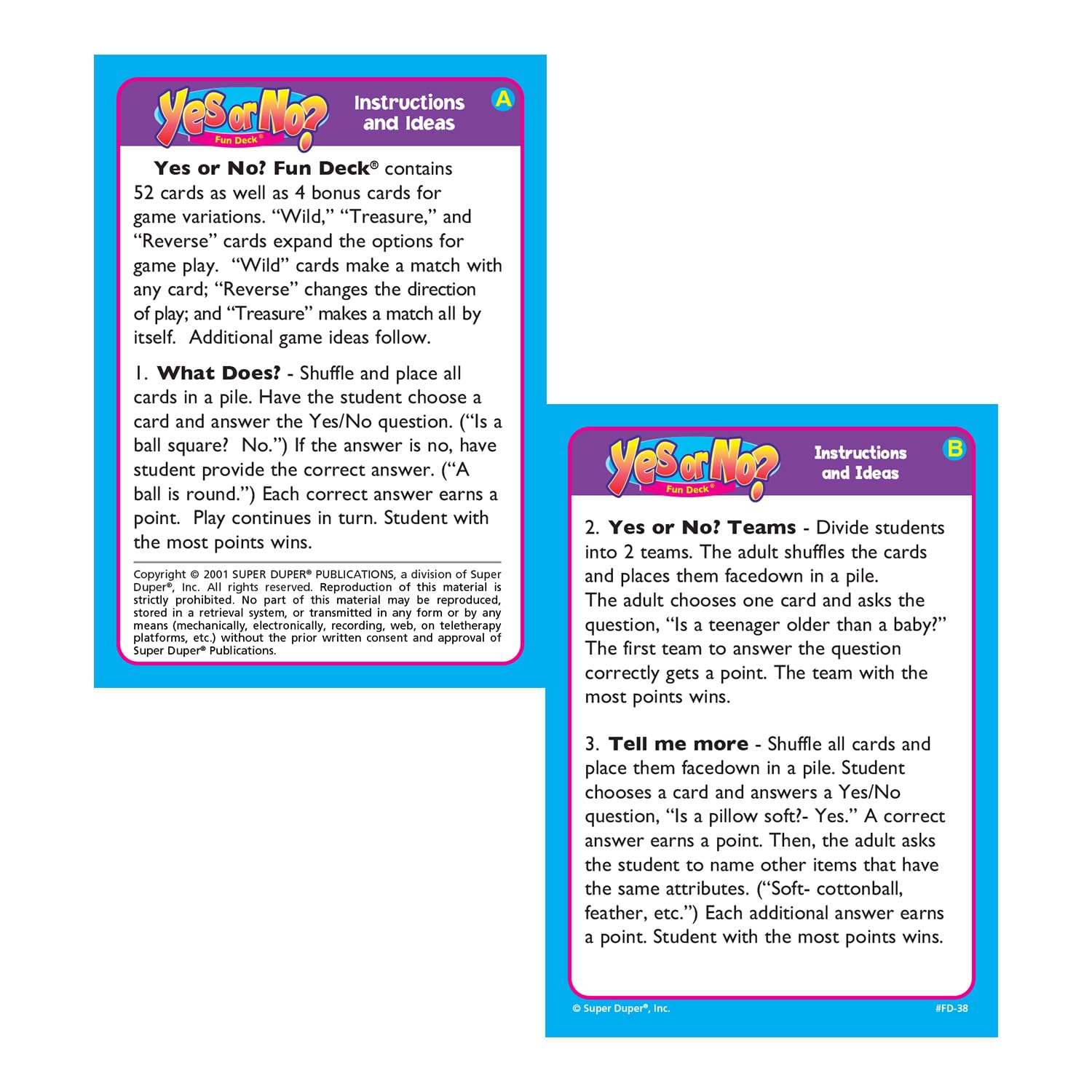 Super Duper Publications | Yes or No? Fun Deck Flash Cards | Educational Learning Games for Kids | Improve Language & Decision Skills at Home or School