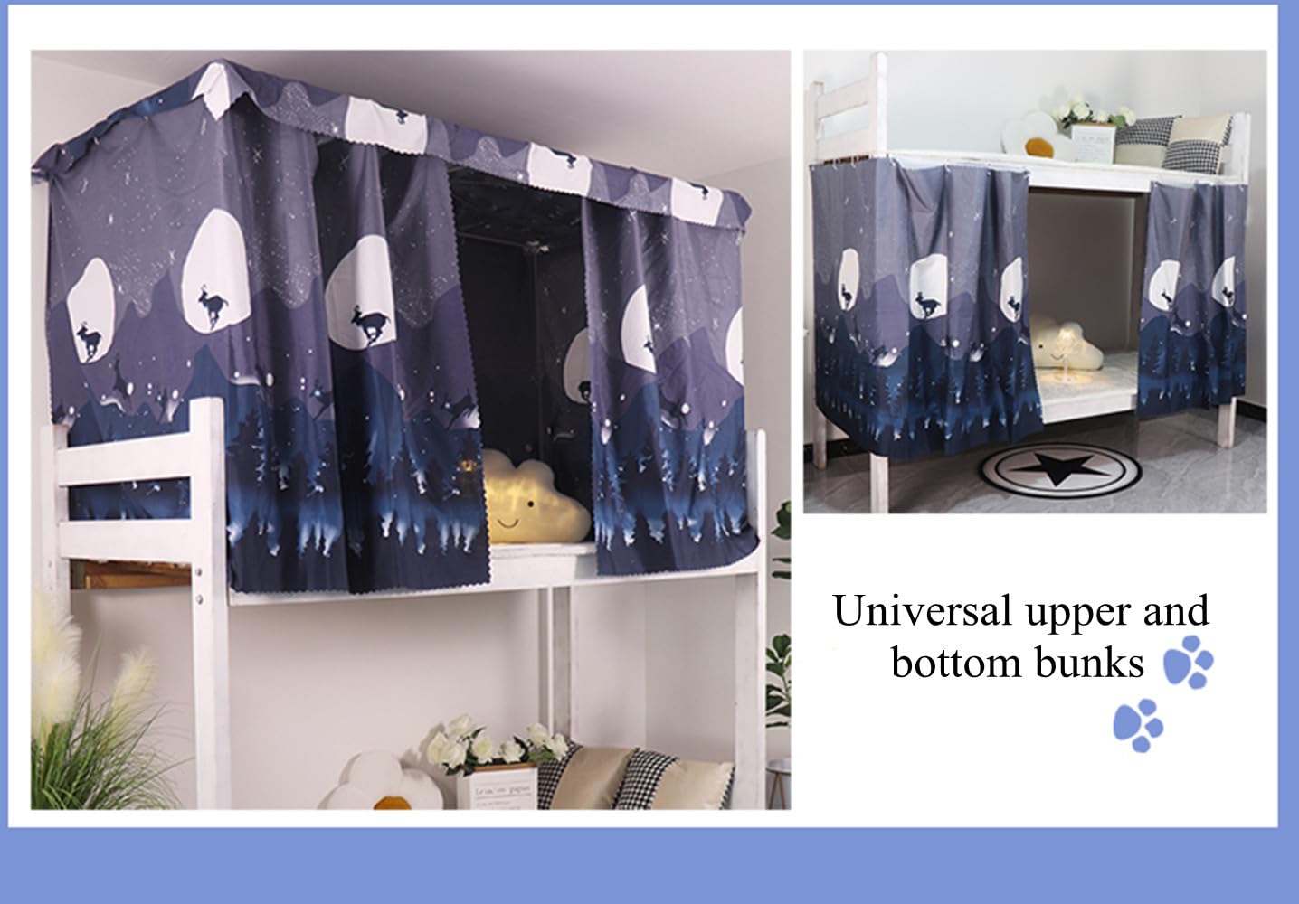 iBluelover Bunk Bed Curtains - Breathable Dustproof Blackout Curtains for Dorm Beds, College Students & Loft Sleeping - Lightproof Canopy Tent for Privacy & Better Sleep (Single Sleeper, Home Use)