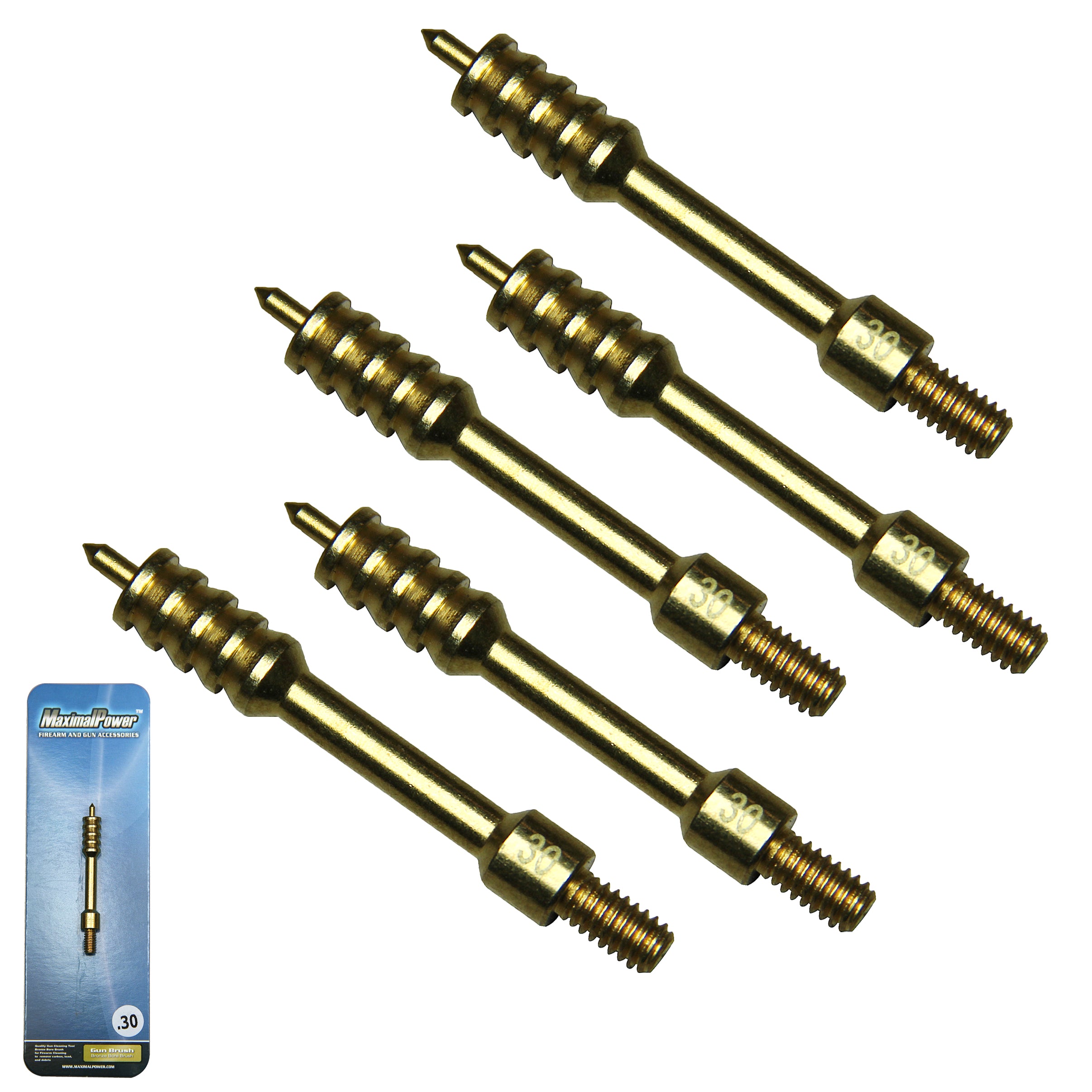 MaximalPower™ .30/.308 Caliber Brass Gun Cleaning Jag with 8-32 Thread & 6460-30 Brush - Perfect for Rifle Maintenance & Hunting Gear Care