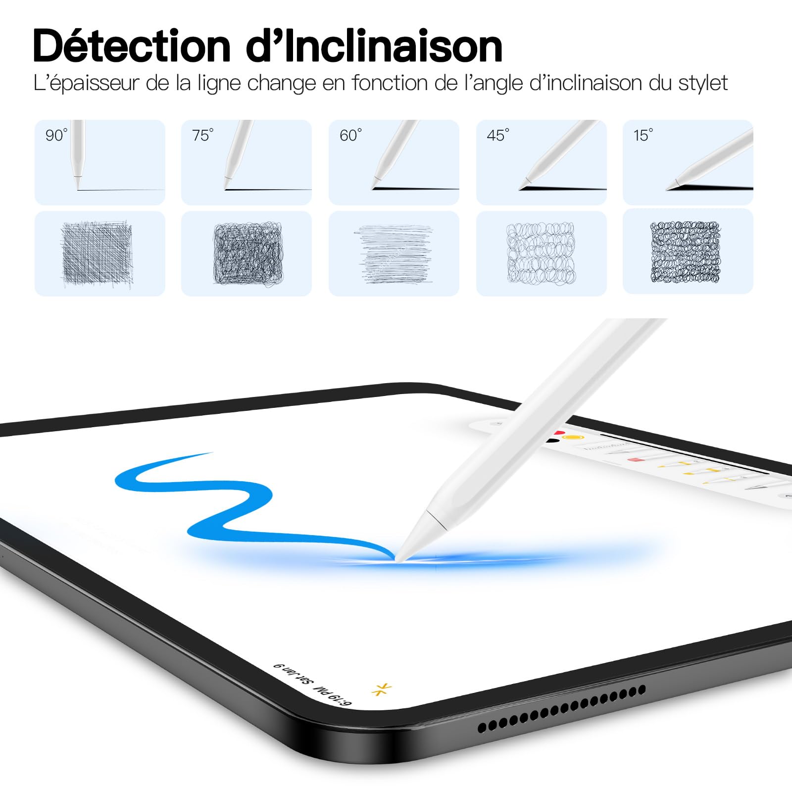 Hommie Stylus Pen for Apple iPad 2018-2024, iPad Pencil with 3 LED Indicators, 5-Min Fast Charging, Magnetic Attachment, Palm Rejection - Compatible with iPad 6/7/8/9/10, iPad Pro 12.9''/11''/13