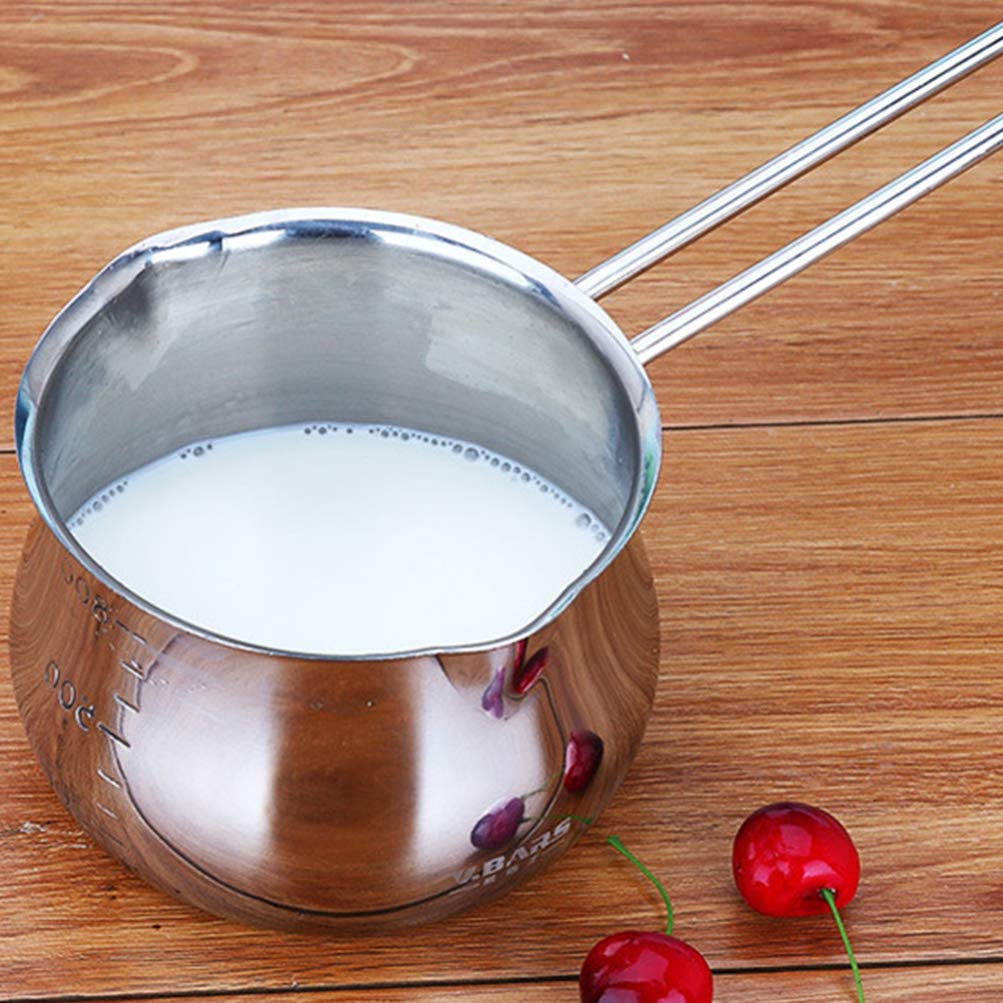 Hemoton 1pc Stainless Steel Milk Heating Pot - Mini Candle Warmer, Ceramic Fondue Pan for Cheese, Chocolate & Soup - Thickened Base Kitchen Heater for Baking, Noodles & Melting (Perfect for Romantic Dinners & Cozy Family Meals)