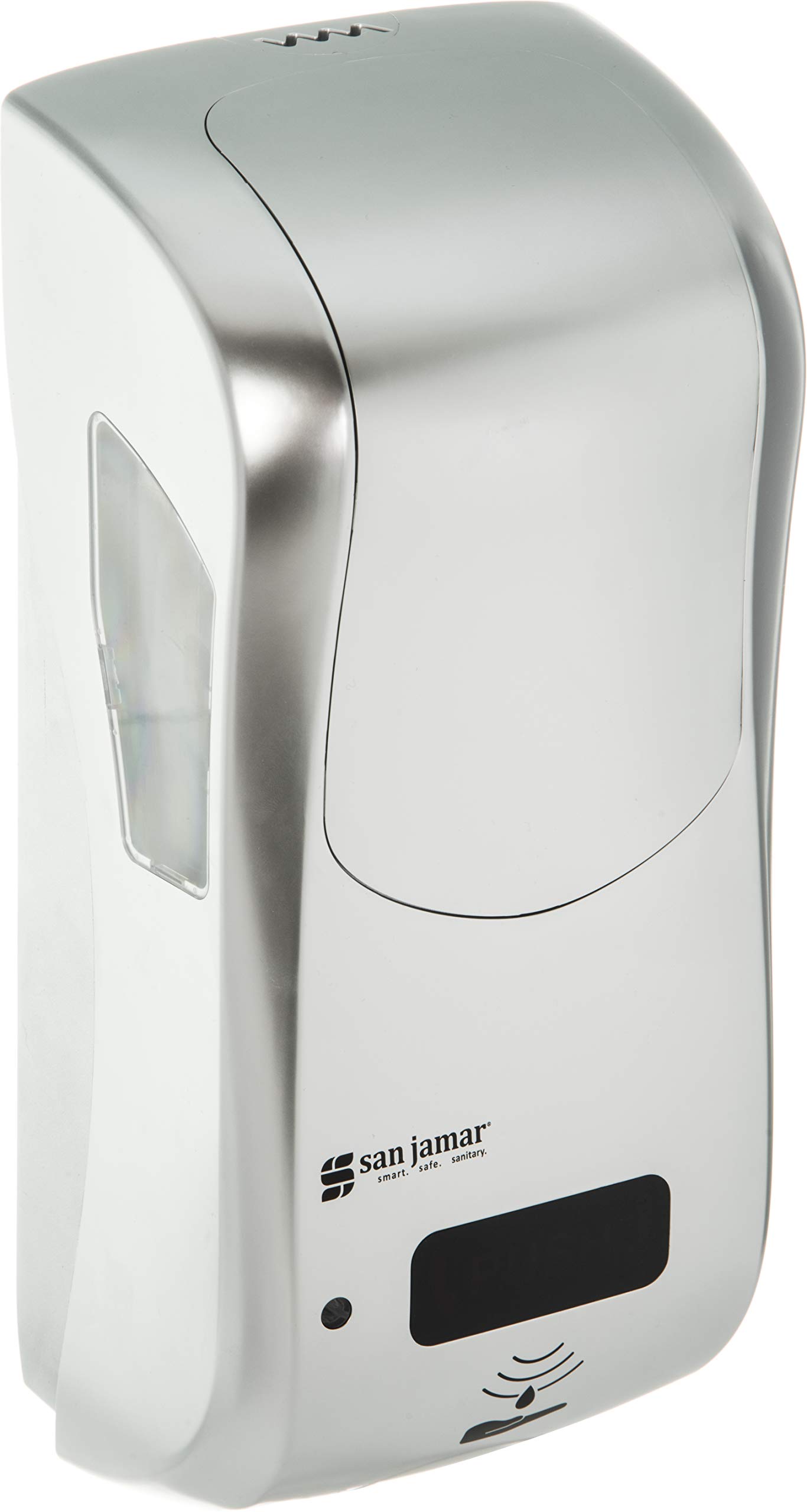 San Jamar Classic Rely Hybrid Electronic Soap Dispenser - 900ml Touchless Hand Sanitizer & Lotion Dispenser for Bathroom, Kitchen, Restaurant - Stainless Steel Look Plastic Dispenser - Ideal for Home, Office, and Commercial Use