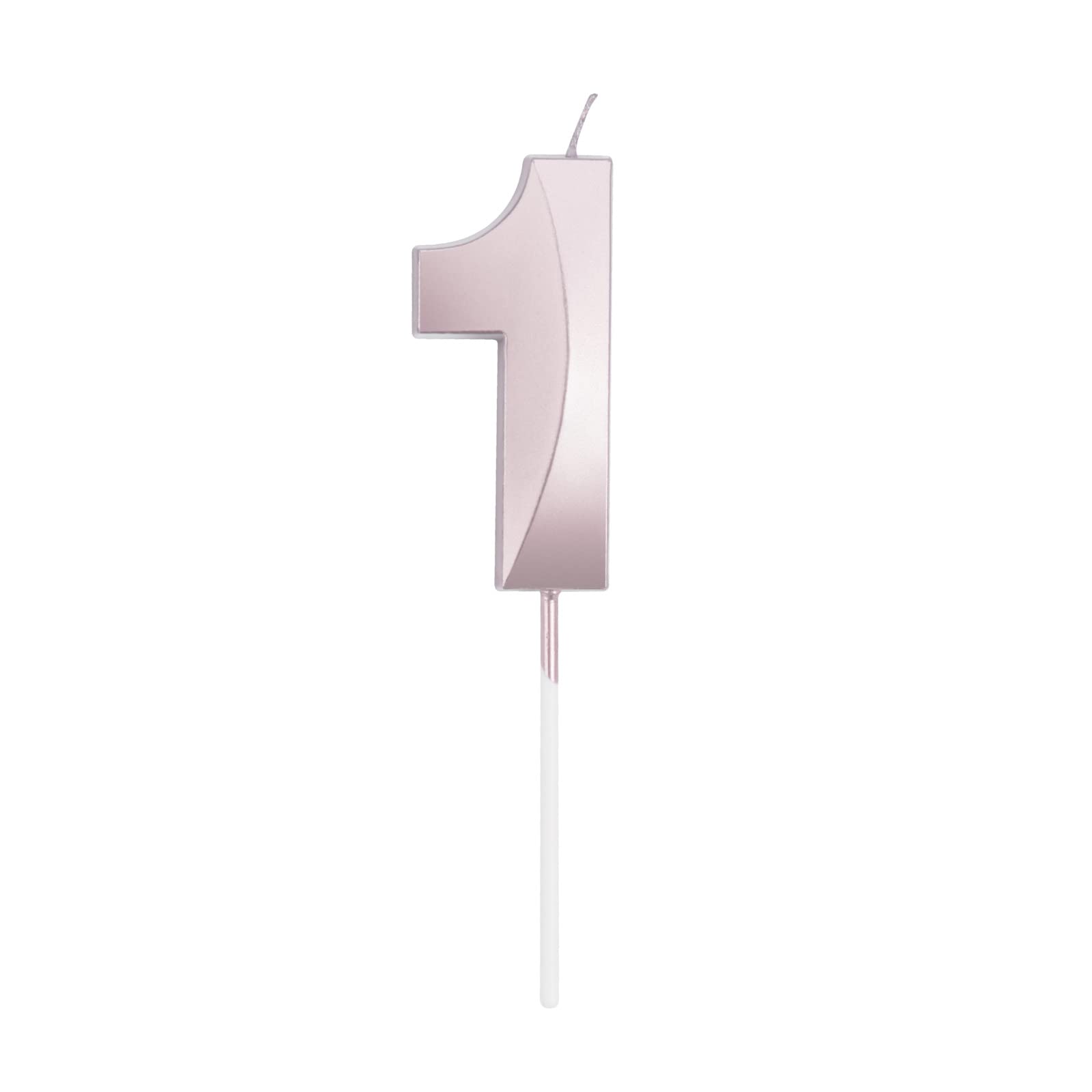 Rose Gold Number 1 Birthday Candles - 2.76 Inch 3D Design Cake Topper for 1st to 19th Birthday Party Decorations (No 10-19 Included) | Perfect for Anniversary, Baby Shower & Wedding Cake Decor