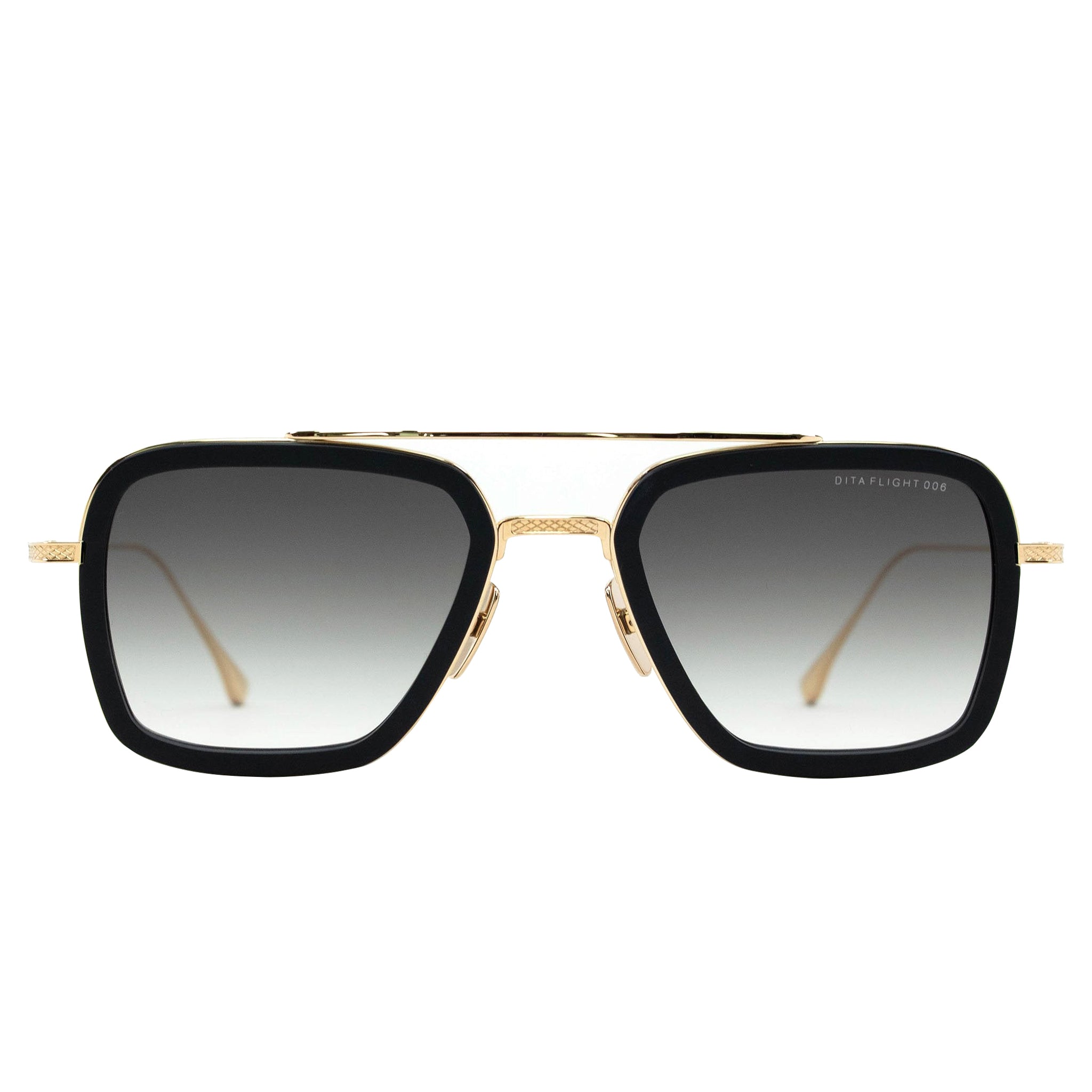 Dita Eyewear 7806 Flight 006 Black Gold Sunglasses for Men & Women - Luxury Aviator Style Shades for Driving, Travel & Outdoor Activities