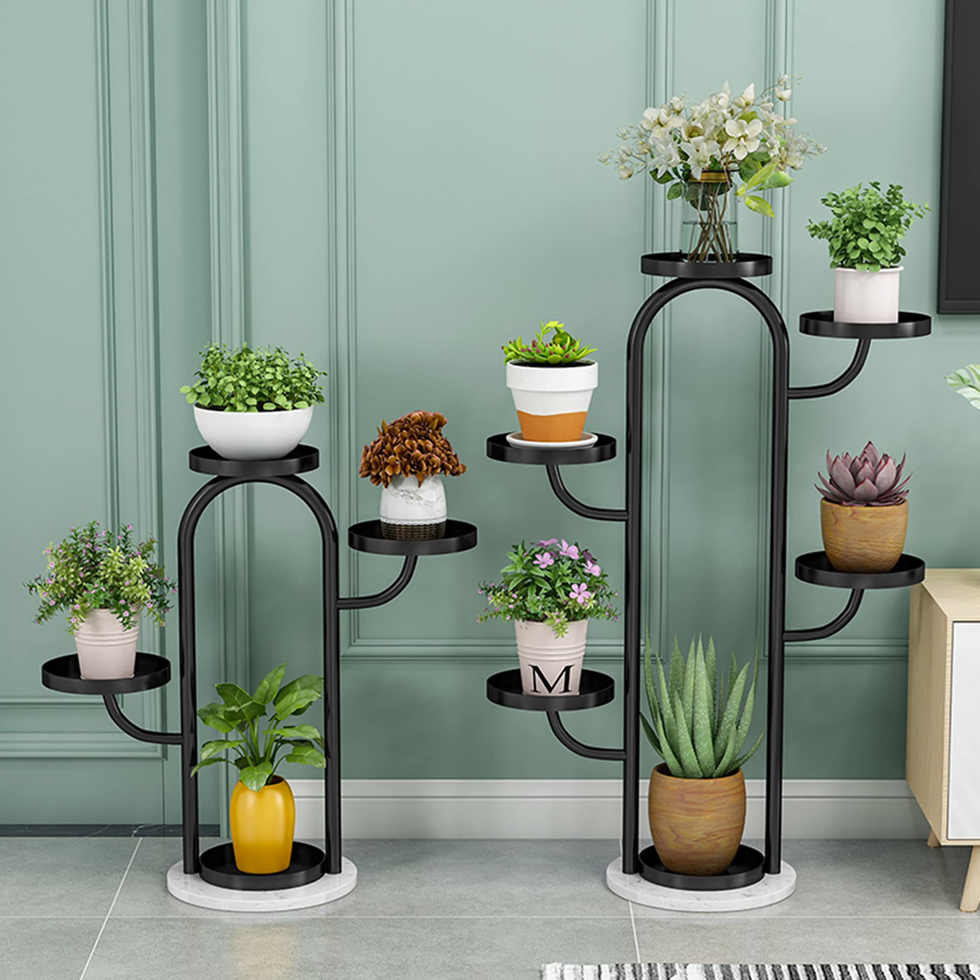 HBIAO 3-Tier Metal Plant Stand - Indoor Outdoor Ladder Shelf for Flower Pots, Garden Decor & Patio Display - Perfect for Home, Balcony & Office Decor