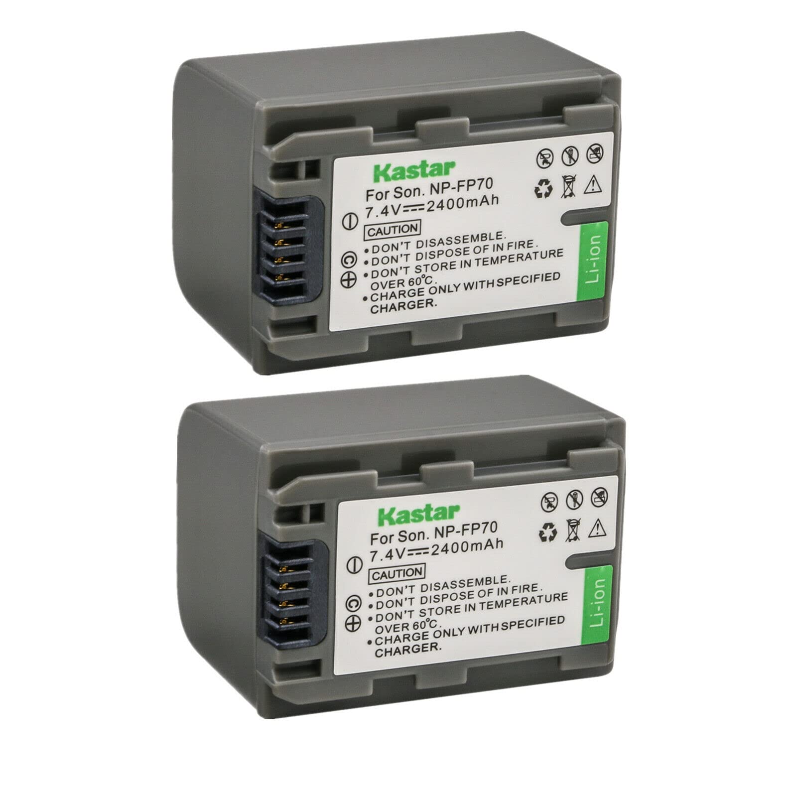 Kastar 2-Pack NP-FP70 NP-FP71 Replacement Battery for Sony DCR-HC Series Camcorders - Compatible with DCR-HC16, HC18, HC19, HC20, HC21, HC22, HC23, HC24, HC26, HC28, HC30, HC32 - Perfect for Travel, Vlogging & Home Video Recording