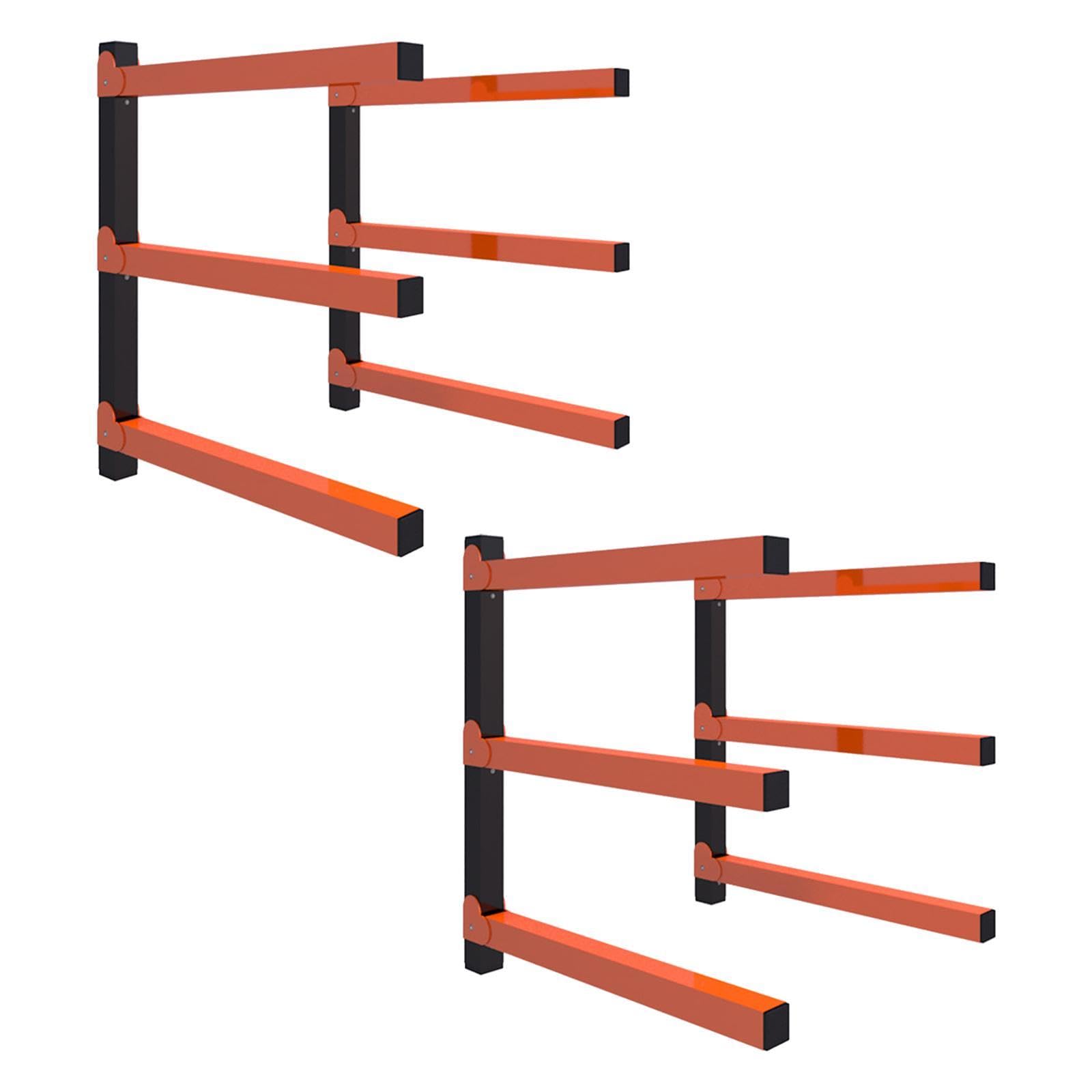 Gralara Heavy Duty Wall Mounted Lumber Storage Rack - 4 Pack Metal Wood Organizer for Firewood, Plywood & Lumber - Perfect for Garage, Workshop, Shed & Home Organization - Space Saving Solution for DIY Projects & Woodworking Storage