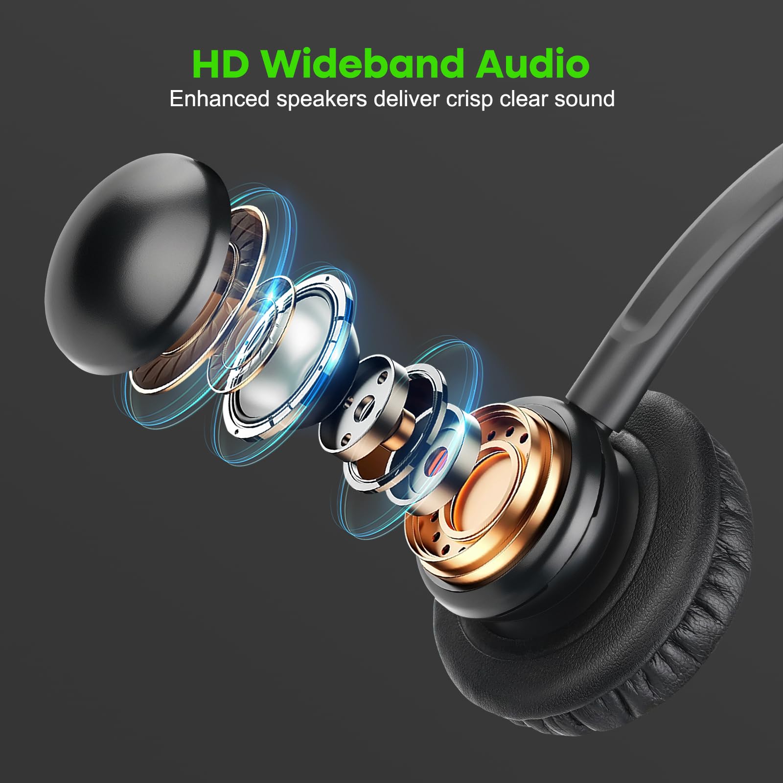 MAIRDI Noise Canceling Telephone Headset with Microphone - Binaural Office Headset for Call Centers, Compatible with Polycom Avaya Nortel - RJ9 & 3.5mm Jack for Landline Phones, Cell Phones, PC & Laptop - Ideal for Remote Work, Customer Service & Professional Calls