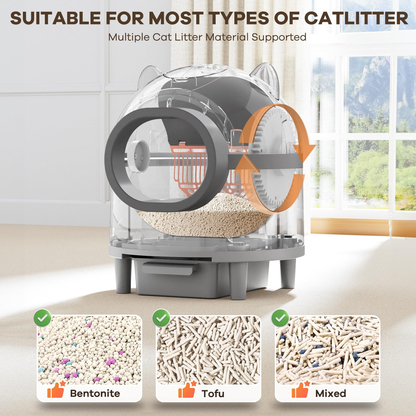 LPettog Self-Cleaning Cat Litter Box - Automatic Smart Litter Box with APP Control for Multiple Cats, Safety Protection System with 2 Free Waste Bags (White) | Perfect for Busy Pet Owners & Multi-Cat Households