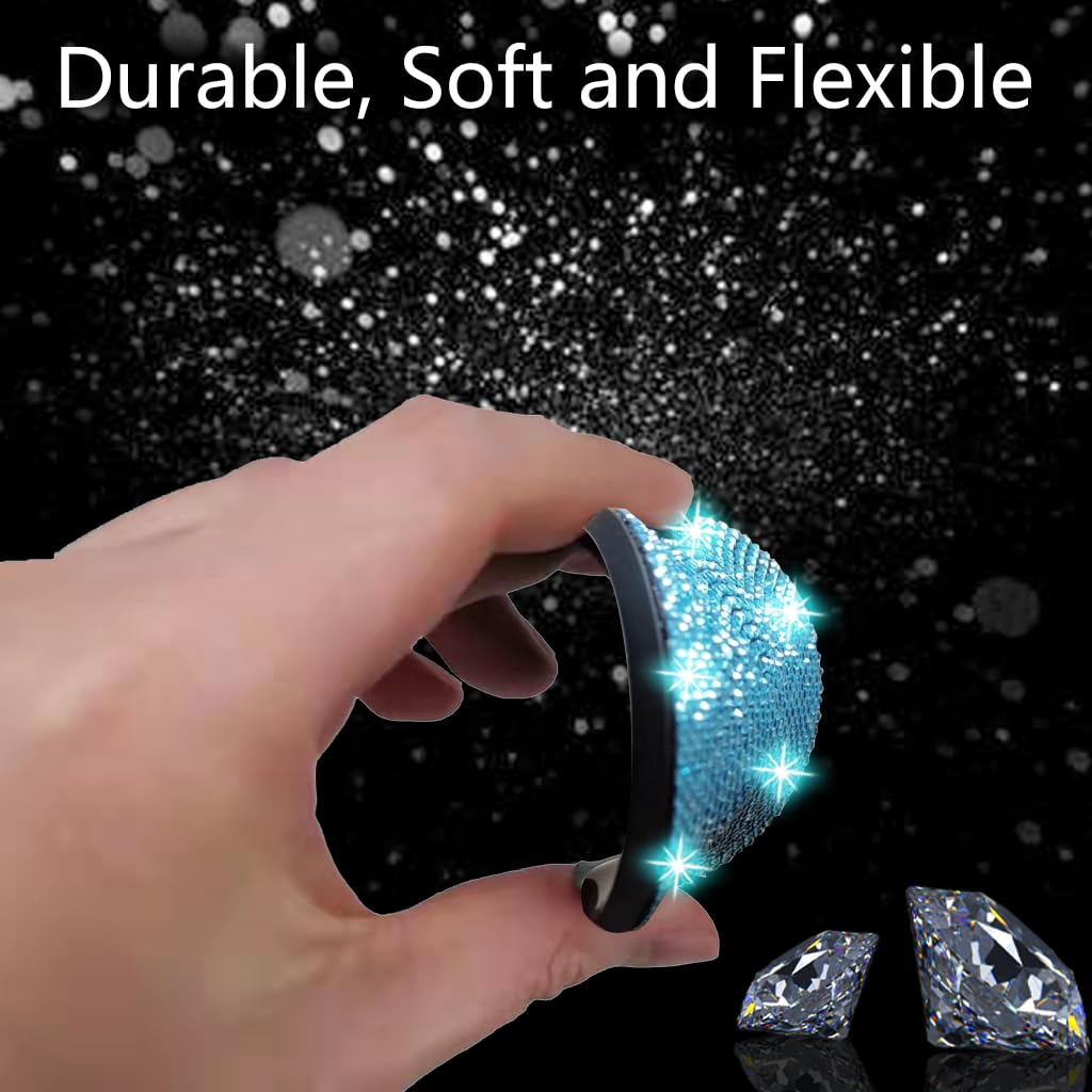 Bling Crystal Rhinestone Car Cup Holder Coasters - 2.75 Inch Anti-Slip Shockproof Universal Automotive Accessories for Women (2 Pack, Aquamarine) - Perfect for Luxury Cars, SUVs & Travel Mugs
