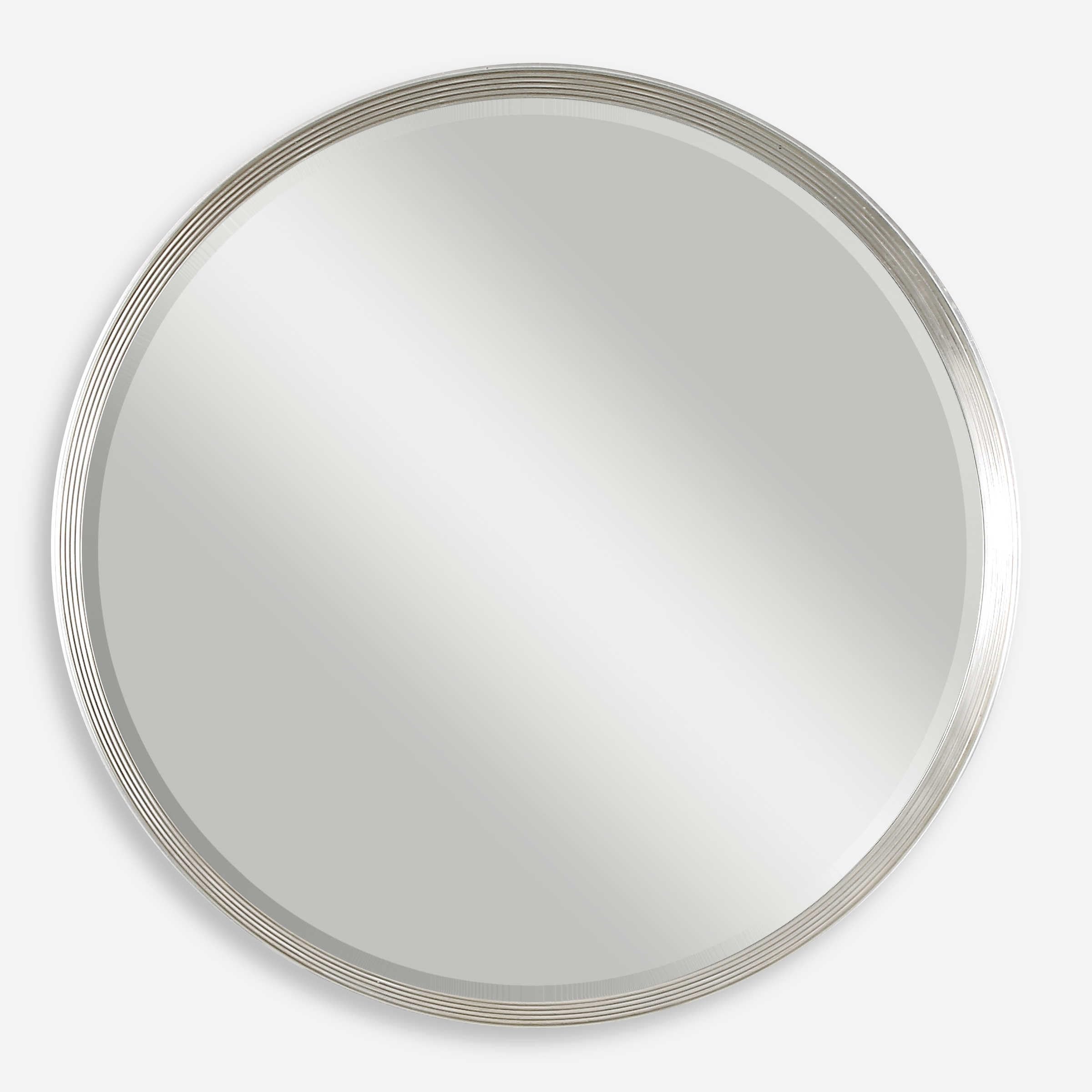MY SWANKY HOME Classic Round Silver Wall Mirror - Modern Vanity Mirror for Bathroom, Bedroom & Entryway Décor | Elegant Home Accent for Makeup & Selfie Lighting