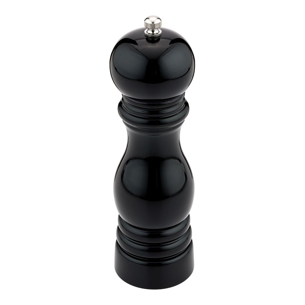 Premium 7.5-Inch French Pepper Mill - Adjustable Coarse to Fine Grind - Eco-Friendly Rubberwood with High Gloss Black Finish - Ideal for Restaurants, Cafes, Catering & Home Kitchen Use - 1 Count