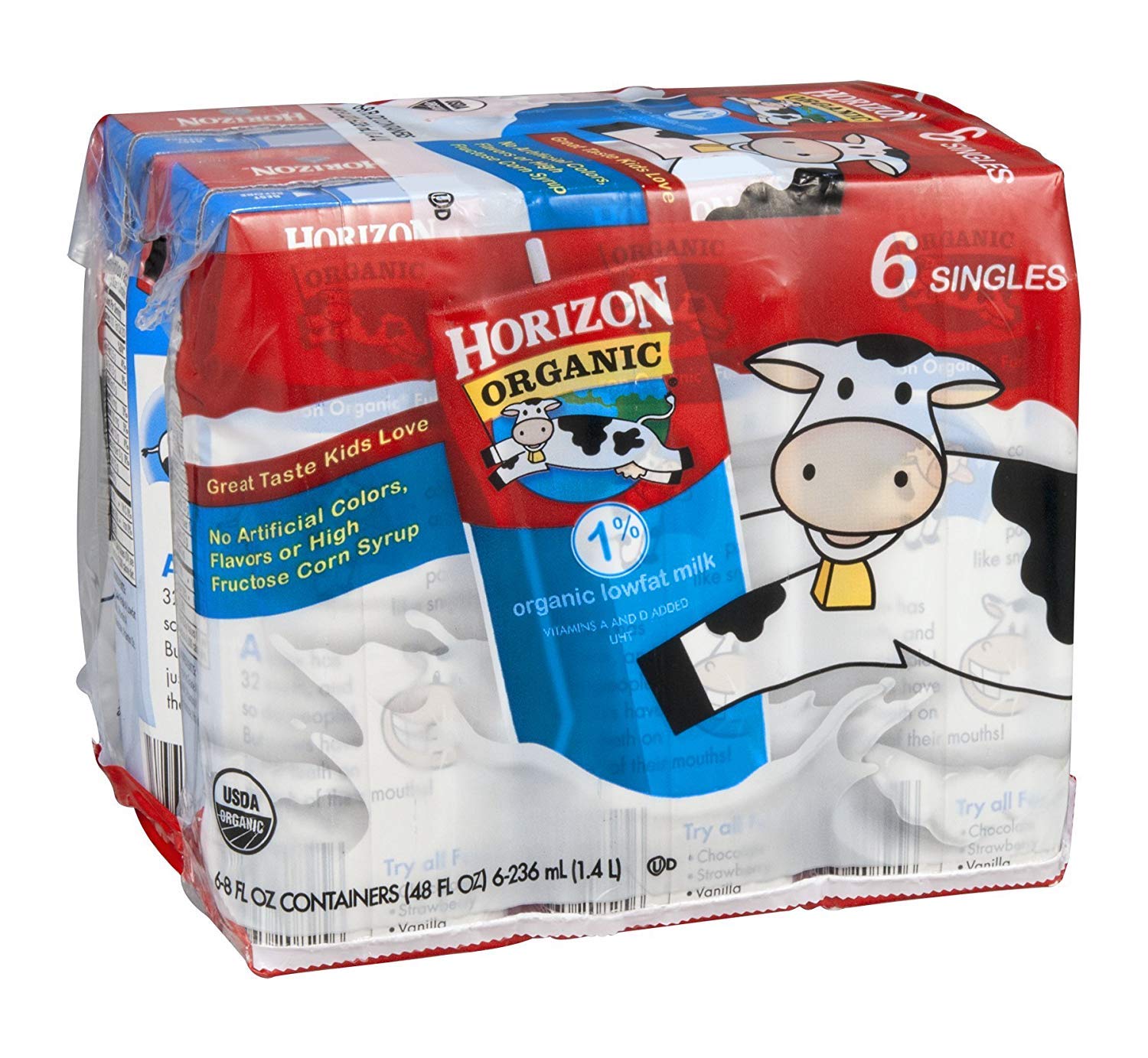 Horizon Organic 1% Lowfat Milk - 8 Fl Oz (Pack of 12) | Grade A, Pasteurized, Vitamin D Fortified | Perfect for Breakfast Cereal, Coffee & Healthy Smoothies