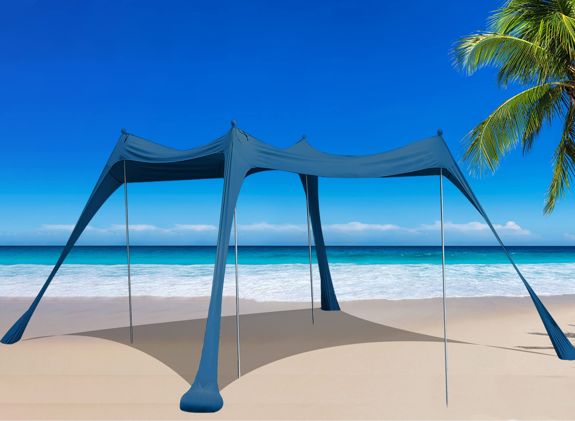 BOTINDO Family Beach Tent Sunshade - Pop Up Sun Shelter with 4 Poles & Carry Bag for Beach, Fishing, Camping, Backyard & Outdoor Activities | Perfect for Picnics, Travel & Summer Vacation