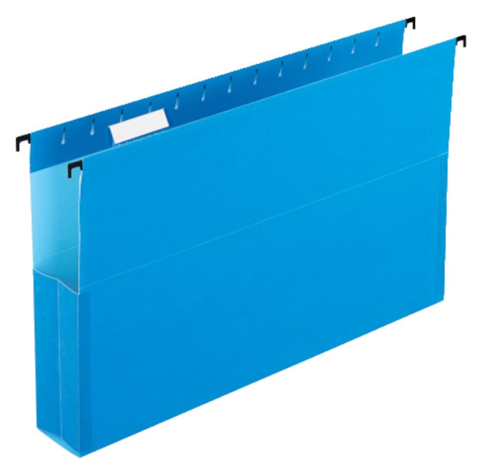 Pendaflex SureHook Reinforced Hanging File Box - 2 Inch Legal Size, Blue, 1/5 Cut - 25 per Box (59302EE) - Perfect for Office Document Organization & Filing Cabinets