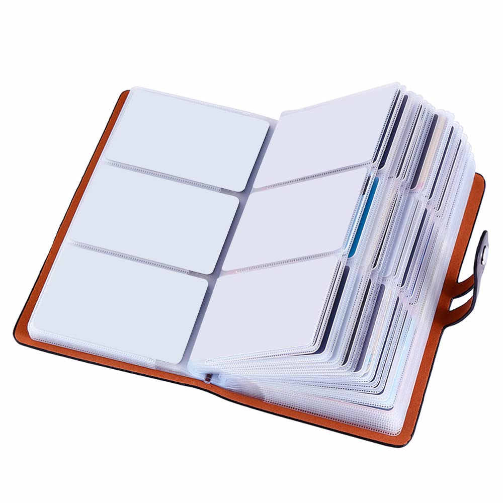 Premium Leather Business Card Holder with 95 Slots - RFID Blocking Credit Card Organizer, 3 Passport & 2 Driver's License Pockets - Professional Card Storage Solution for Business Travel & Networking (Black)