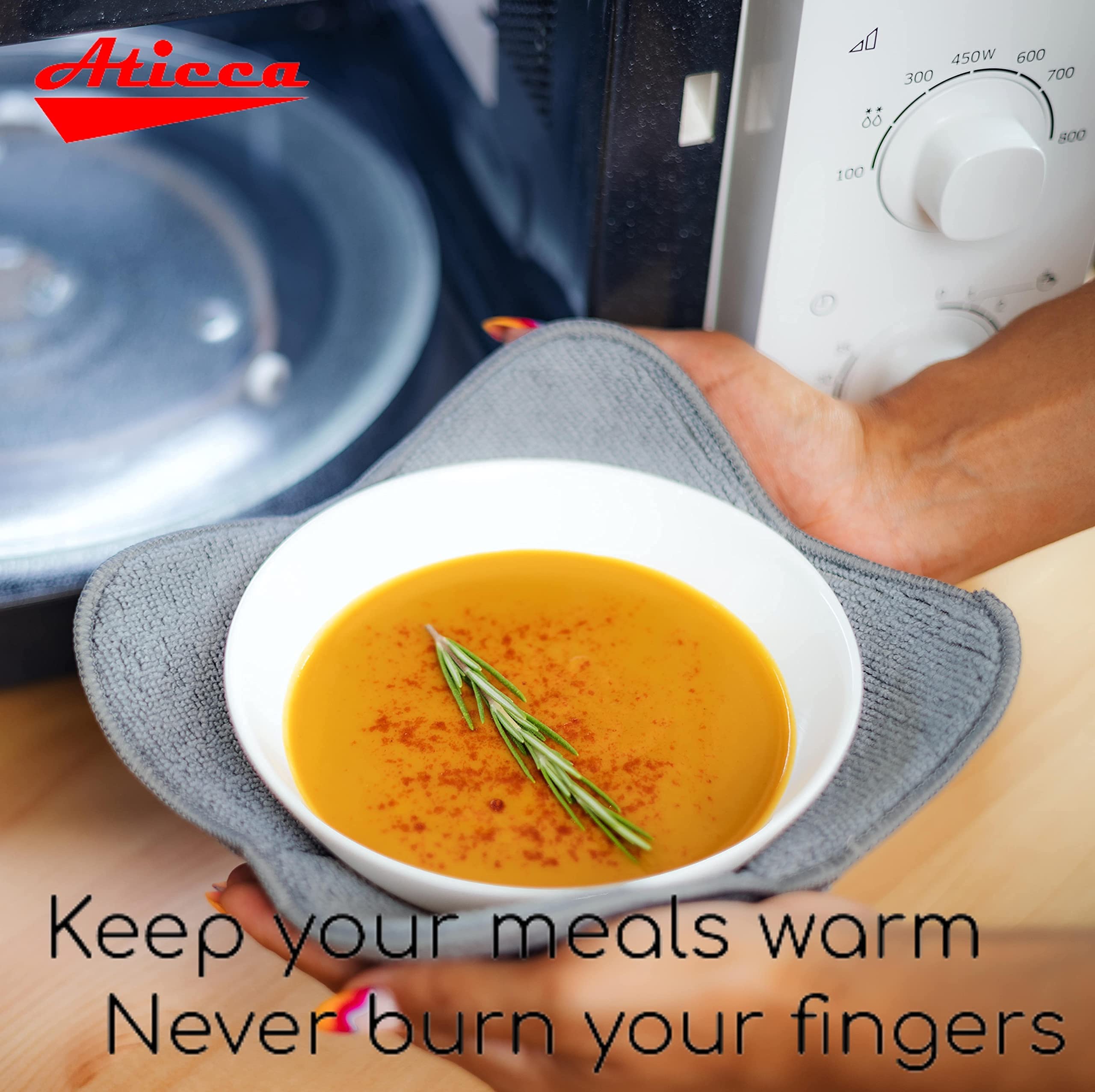Microwave Bowl Holders Set of 2 - Heat Resistant Black & Gray Pot Holders for Hot Dishes - Perfect for Cooking, Serving, and Microwave Use