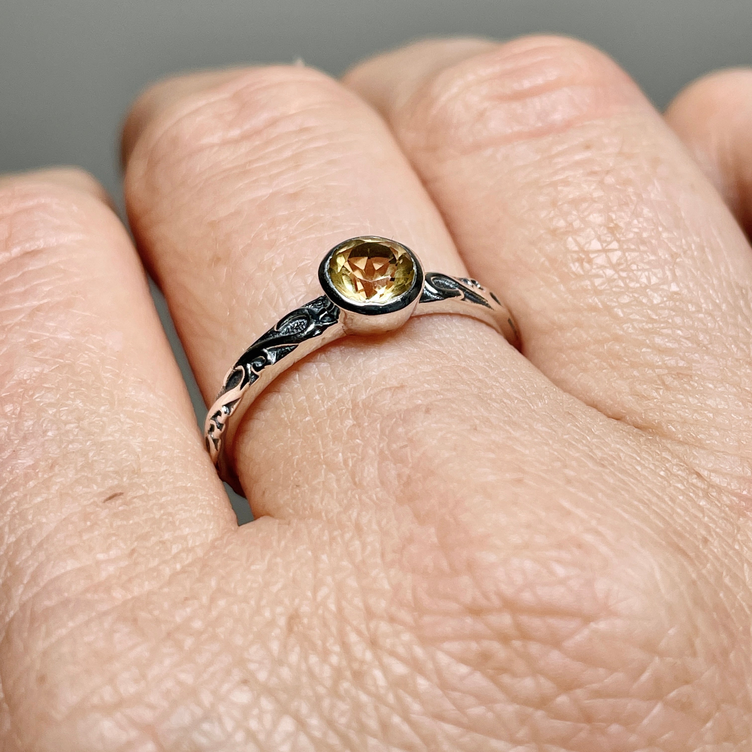 Citrine Round Faceted Ring in Sterling Silver - Elegant Birthstone Jewelry for Women | Perfect for Gifts, Anniversaries & Special Occasions