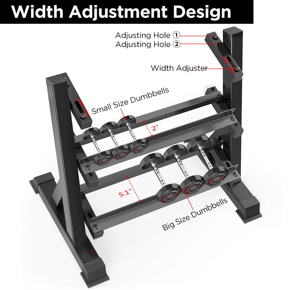Dripex 3-Tier Heavy Duty Dumbbell Rack for Home Gym - Weight Storage Stand Holder with Steel Frame (Latest Model) - Perfect for Garage, Basement & Home Workout Space