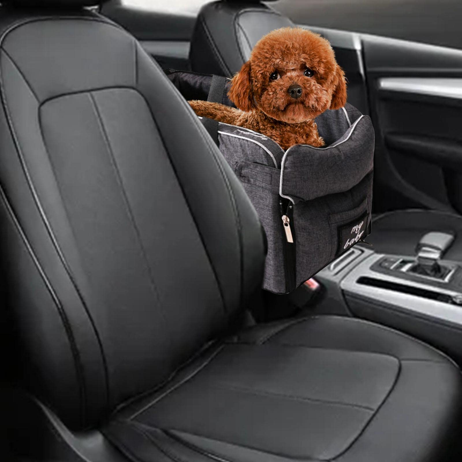 GAH Soft Non-Slip Dog Car Carrier - Pet Booster Seat & Travel Crate for Cars, House Use - Gray | Safe & Comfortable for Small to Medium Dogs | Perfect for Road Trips, Vet Visits & Home Lounging