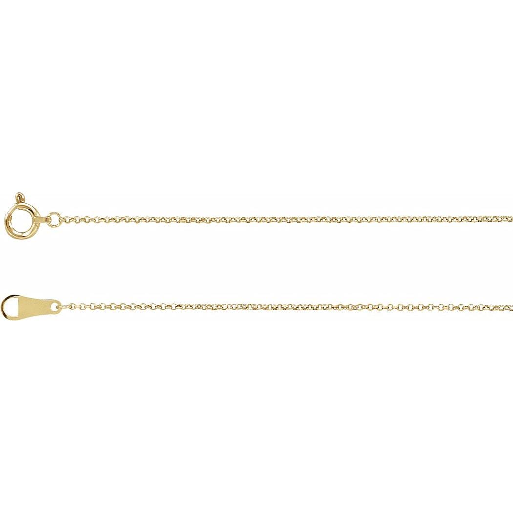 18K Yellow Gold 1mm Rolo Chain Necklace for Women - 16
