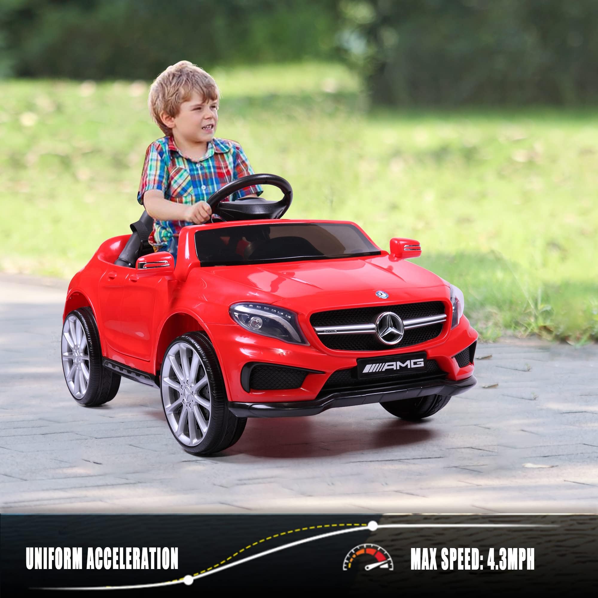 TOBBI Licensed Mercedes Benz Ride On Car for Kids - 2.4G Remote Control, Dual Opening Doors, 5-Point Safety Harness & LED Lights - Perfect for Indoor Playrooms and Outdoor Driveways