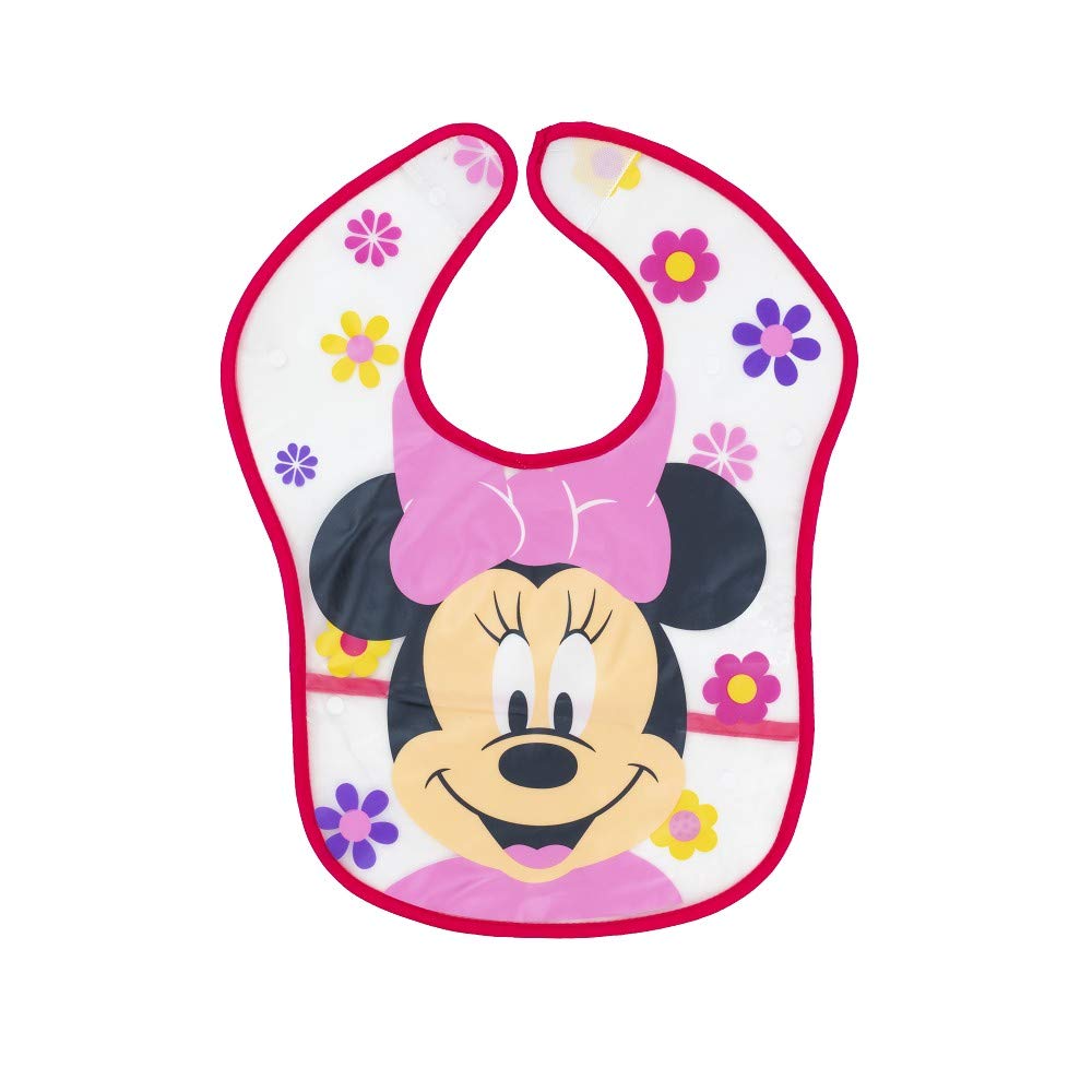 Interbaby Disney Minnie Mouse Plastic Bib - Waterproof & Easy Clean for Babies & Toddlers - Perfect for Mealtime, Travel & Daycare