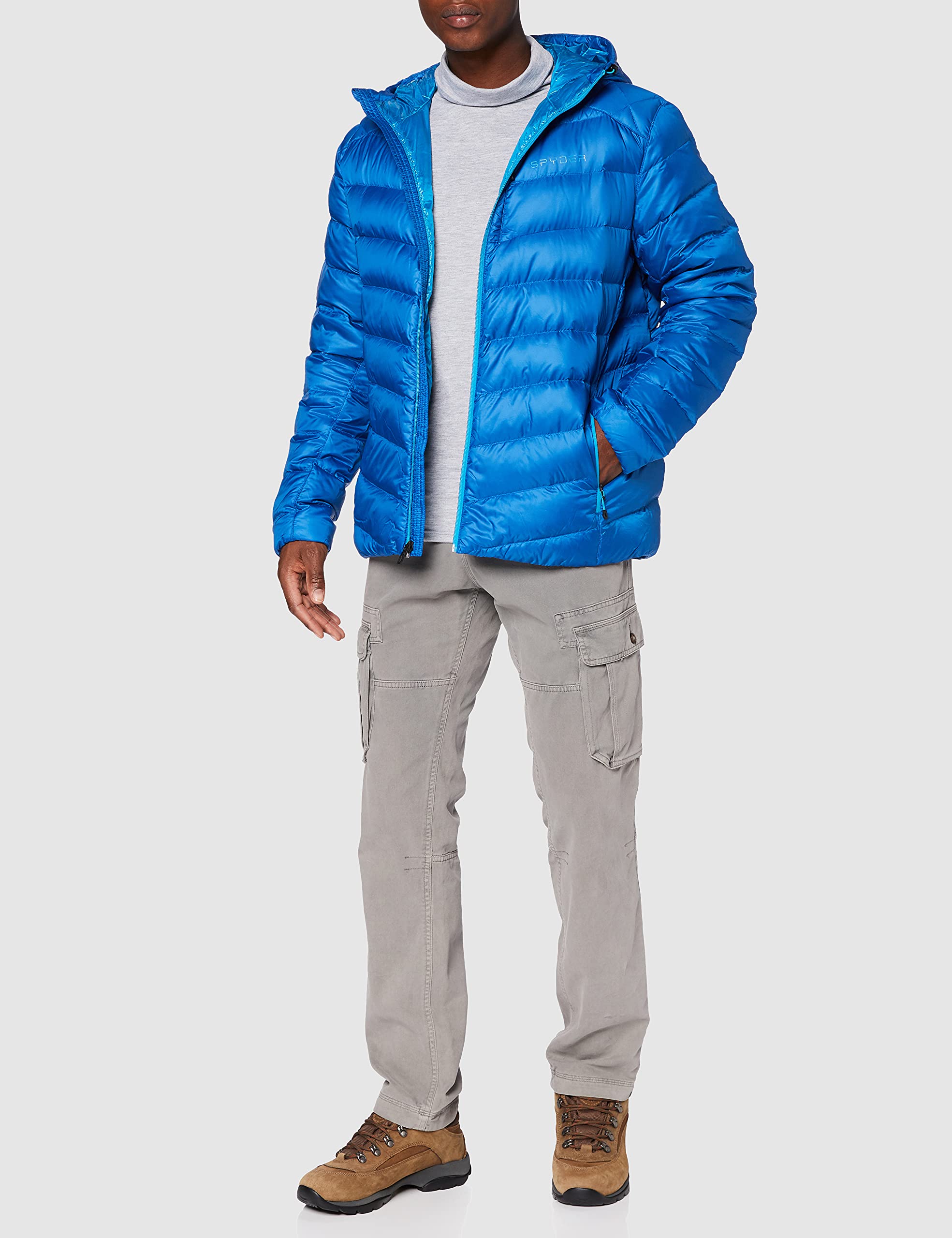 Spyder Men's Timeless Hooded Down Jacket - Lightweight Warm Winter Coat for Skiing, Hiking & Outdoor Activities