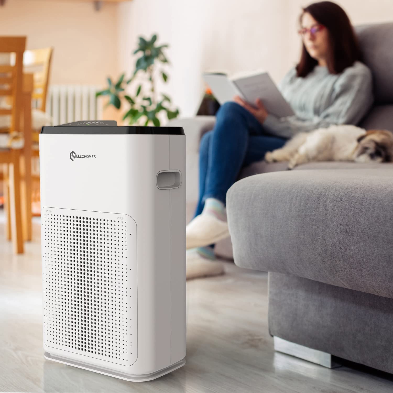 Elechomes Smart WiFi Air Purifier with Alexa & Google Assistant - True HEPA Filter for Large Rooms (323ft²) - Ultra Quiet Sleep Mode - Perfect for Bedroom, Office & Allergy Relief