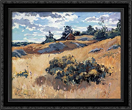 24x20 Black Ornate Wood Framed Canvas Art - York, Maine Landscape Painting by Willard Metcalf | Vintage Home Decor for Living Room, Bedroom & Office Wall