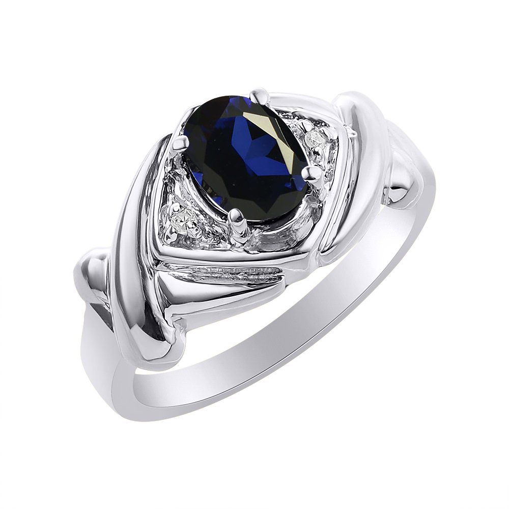 XO Hugs & Kisses Diamond & Sapphire Sterling Silver Ring Set - Elegant Birthstone Jewelry for Anniversary, Engagement & Special Occasions
