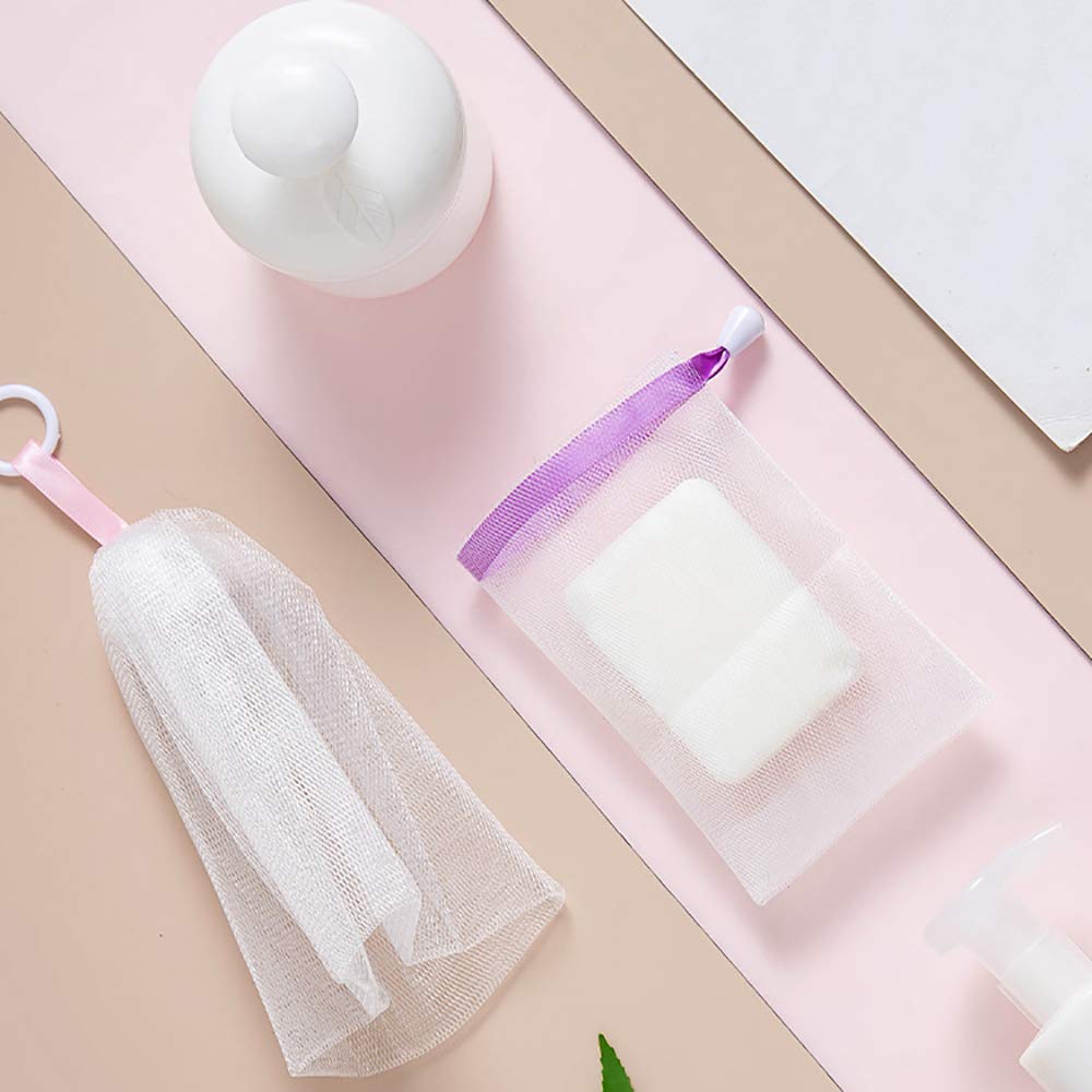 2-Piece Mesh Body & Facial Skin Care Tool Set - Bubble Foam Making Net Pouch for Shower & Bath | Spa, Travel & Daily Skincare Routine