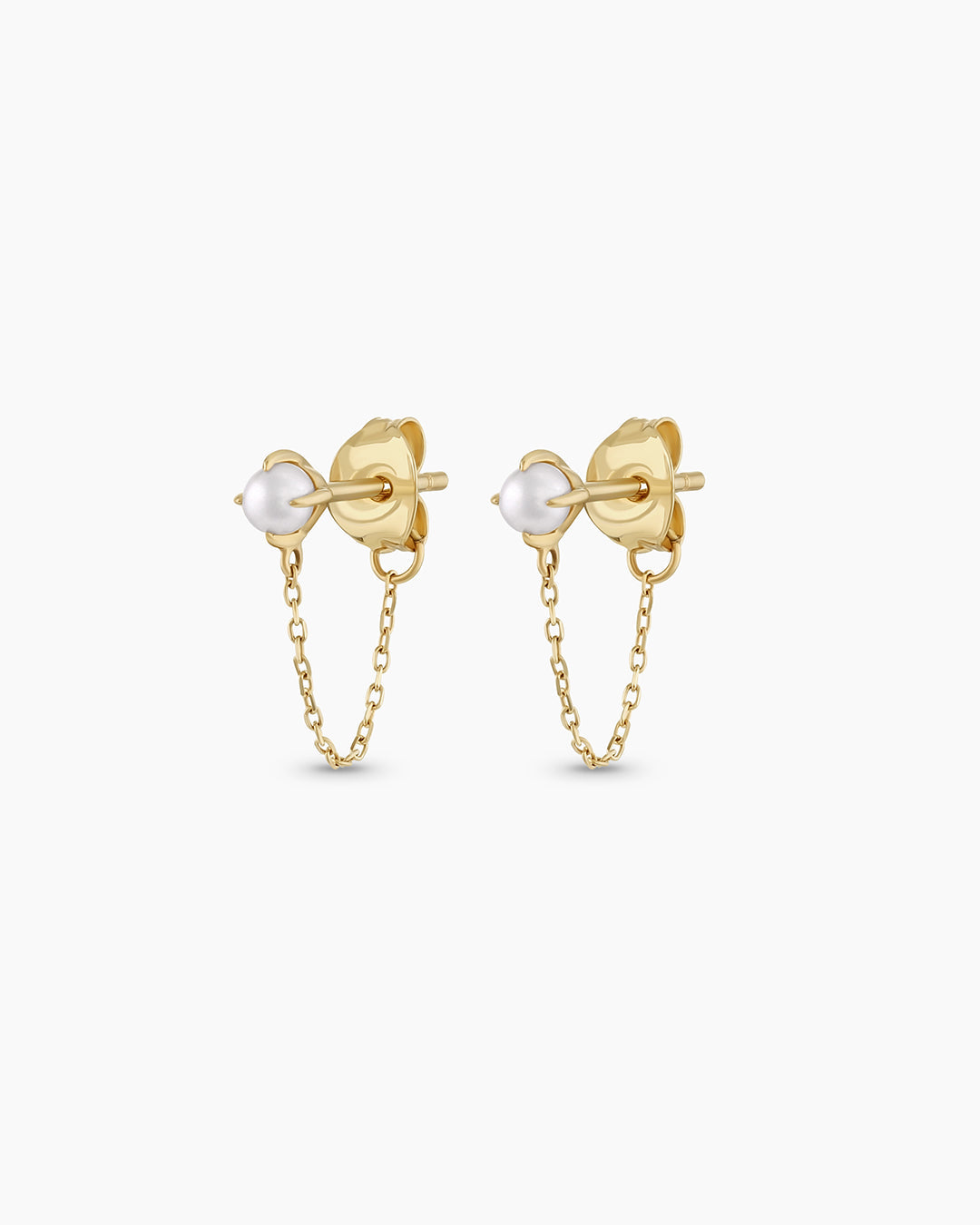 Pearl Newport Chain Huggie Earrings - Elegant Pearl Drop Earrings for Women, Perfect for Weddings, Parties & Everyday Wear
