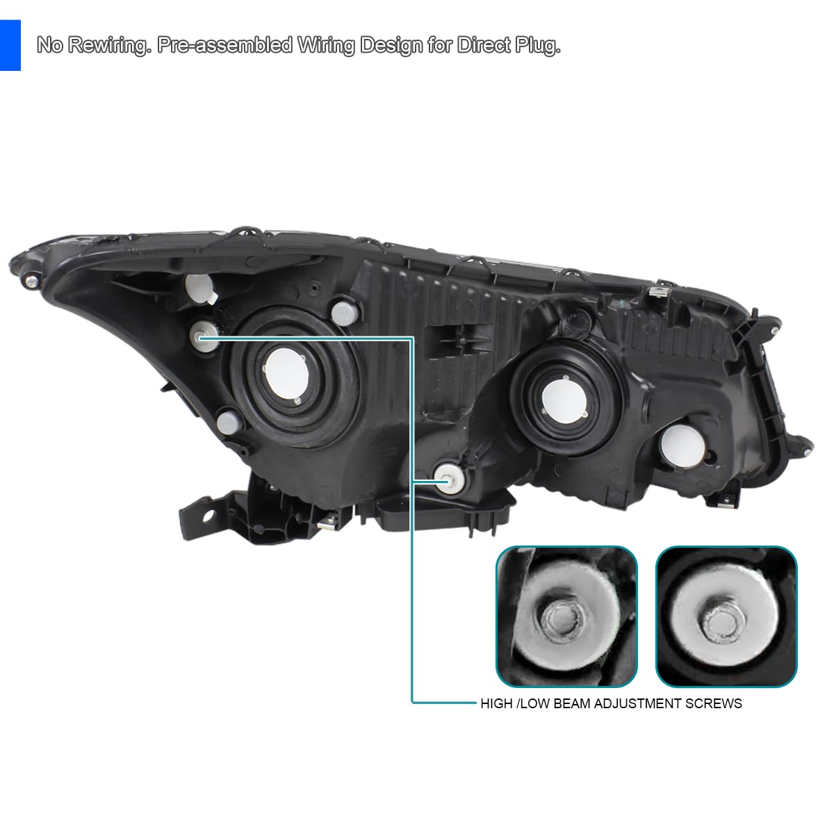 Spec-D Tuning Black Headlights for 2008-2012 Honda Accord 4-Door Sedan - Left & Right Pair Headlight Assembly - Upgrade Your Ride for Night Driving & Enhanced Style